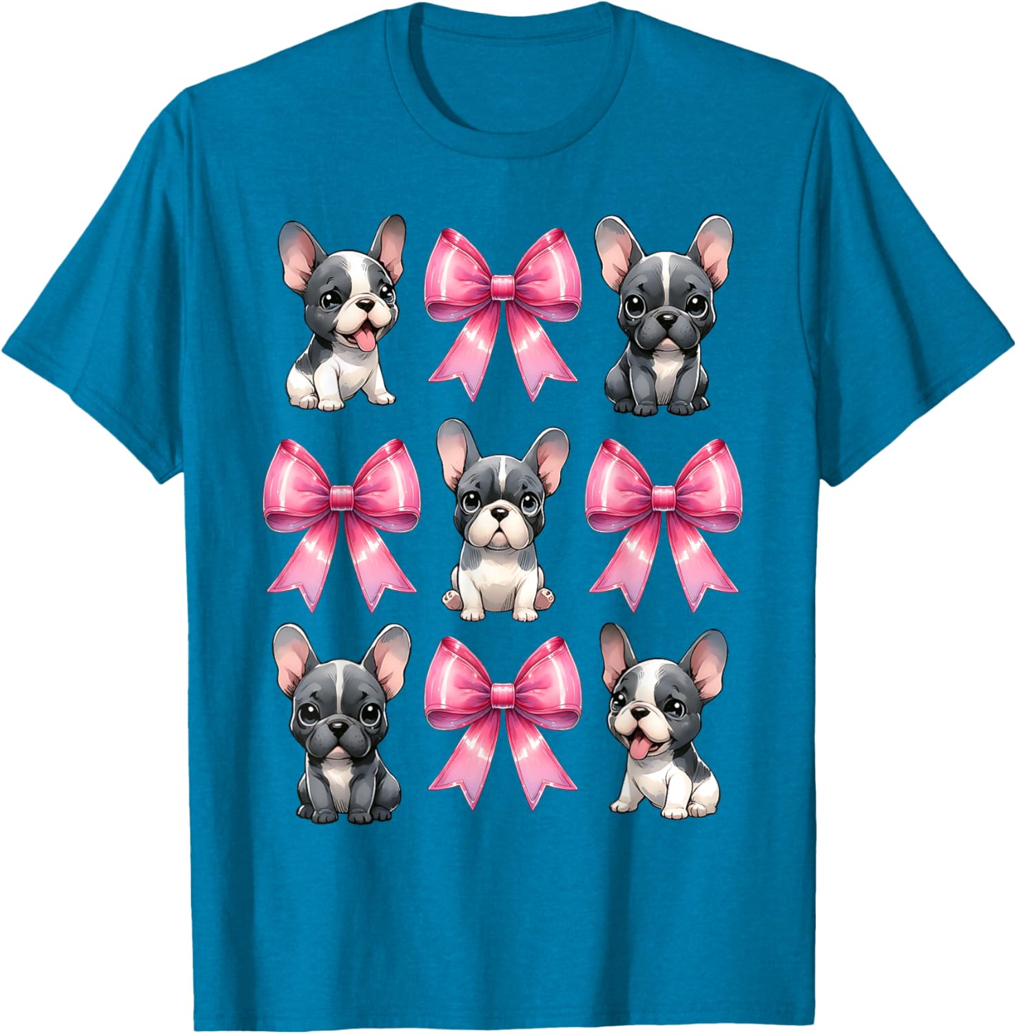 Cute Coquette Bow French Bulldog Mom T-Shirt in Pink for Dog Lovers - 6