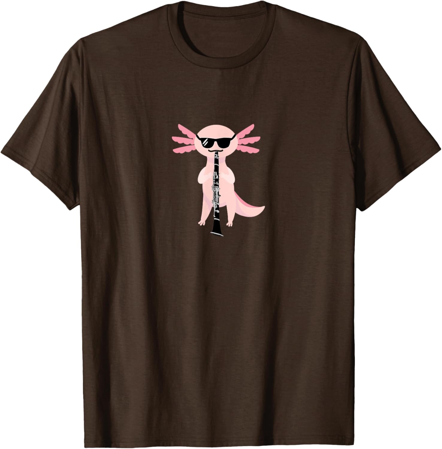 Funny Cute Axolotl T-Shirt with Sunglasses Playing Clarinet for Music Lovers - 11