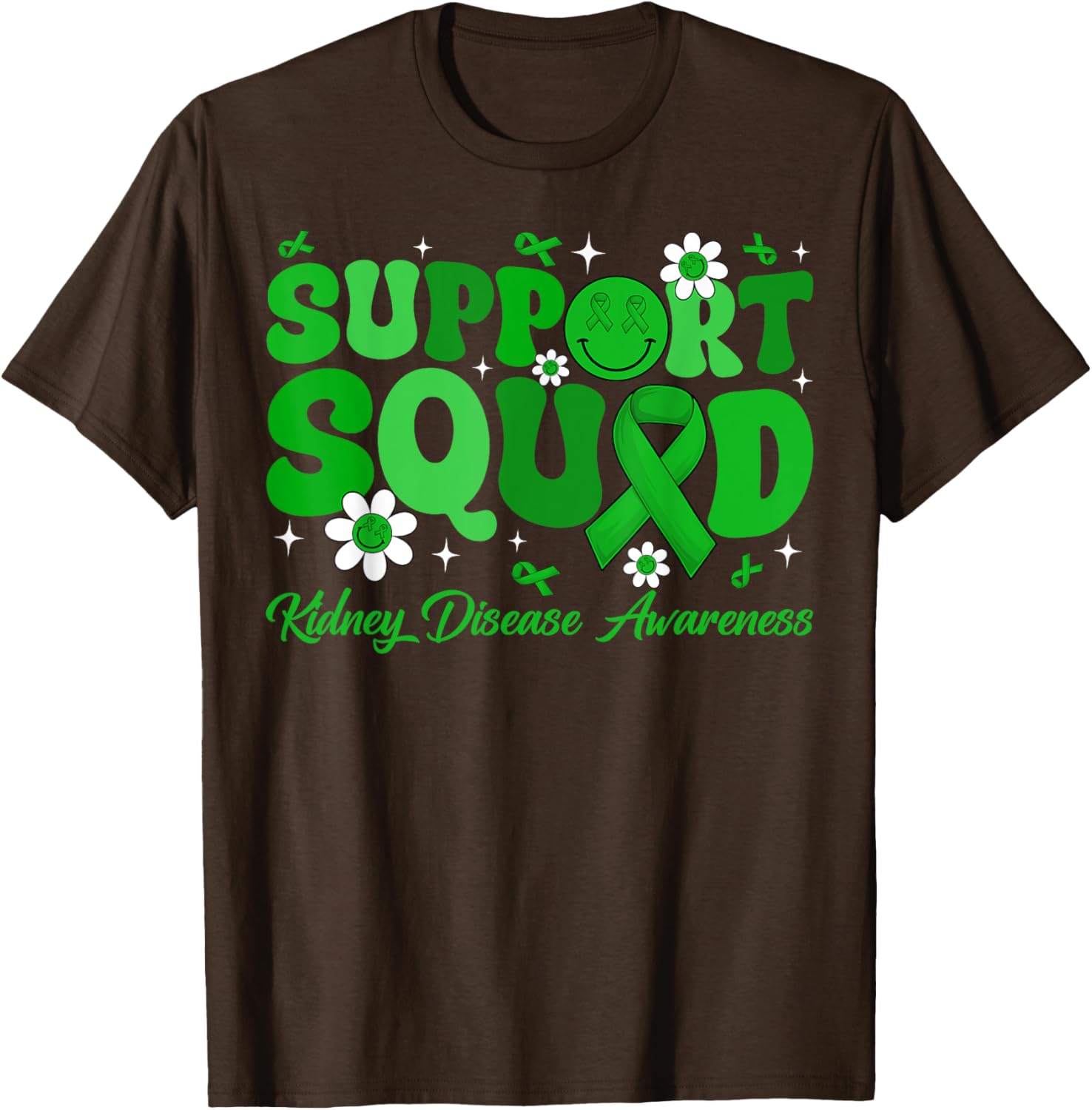 Groovy Support Squad Kidney Disease Awareness Green Ribbon T-Shirt - 23
