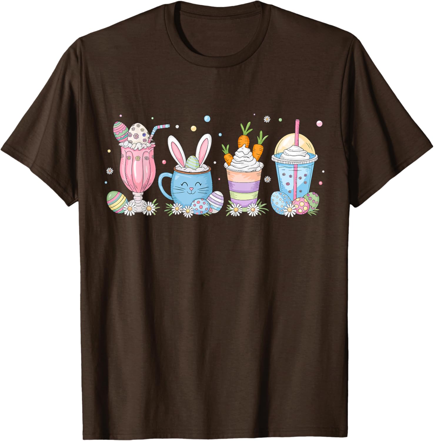 Coffee Lover T-Shirt for Women | Cute Latte Iced Cream Design for Easter - 1