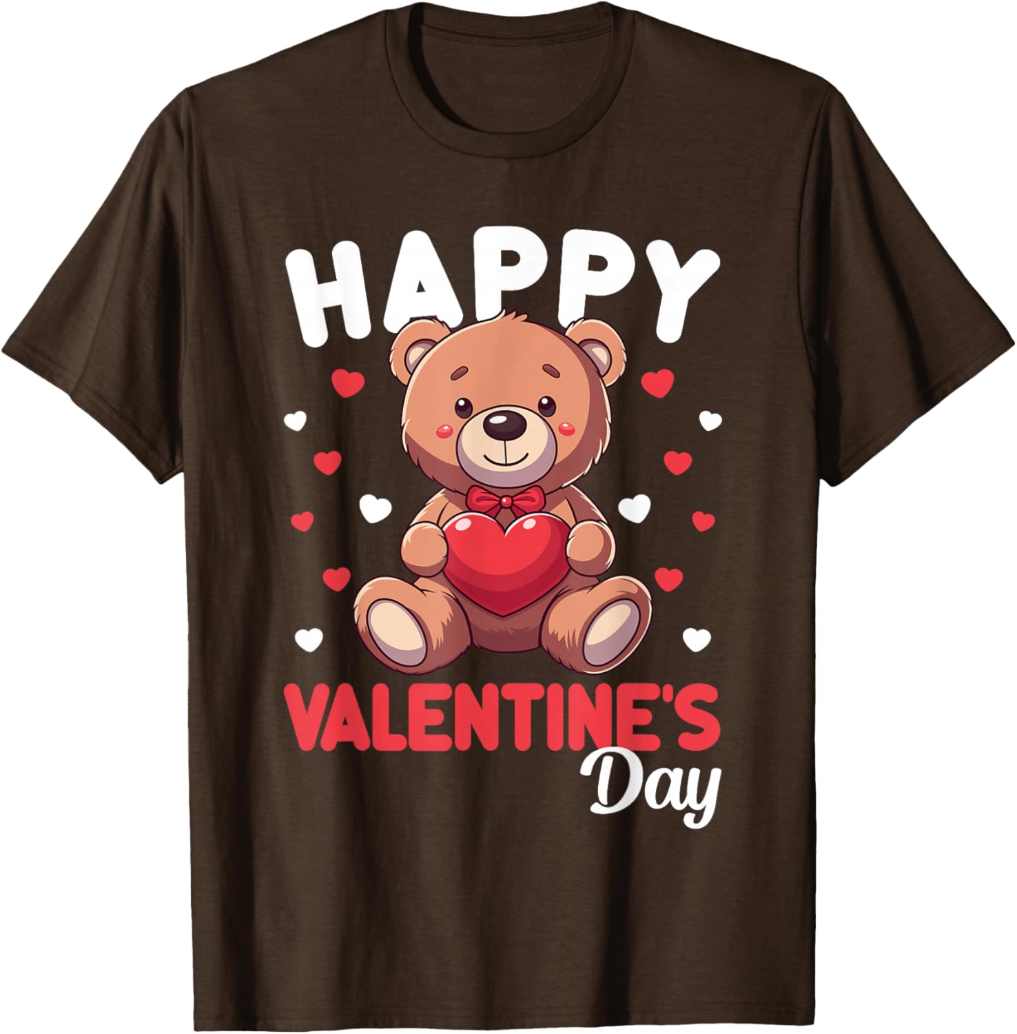 Cute Happy Valentine's Day Bear Heart T-Shirt for Kids and Women - 11