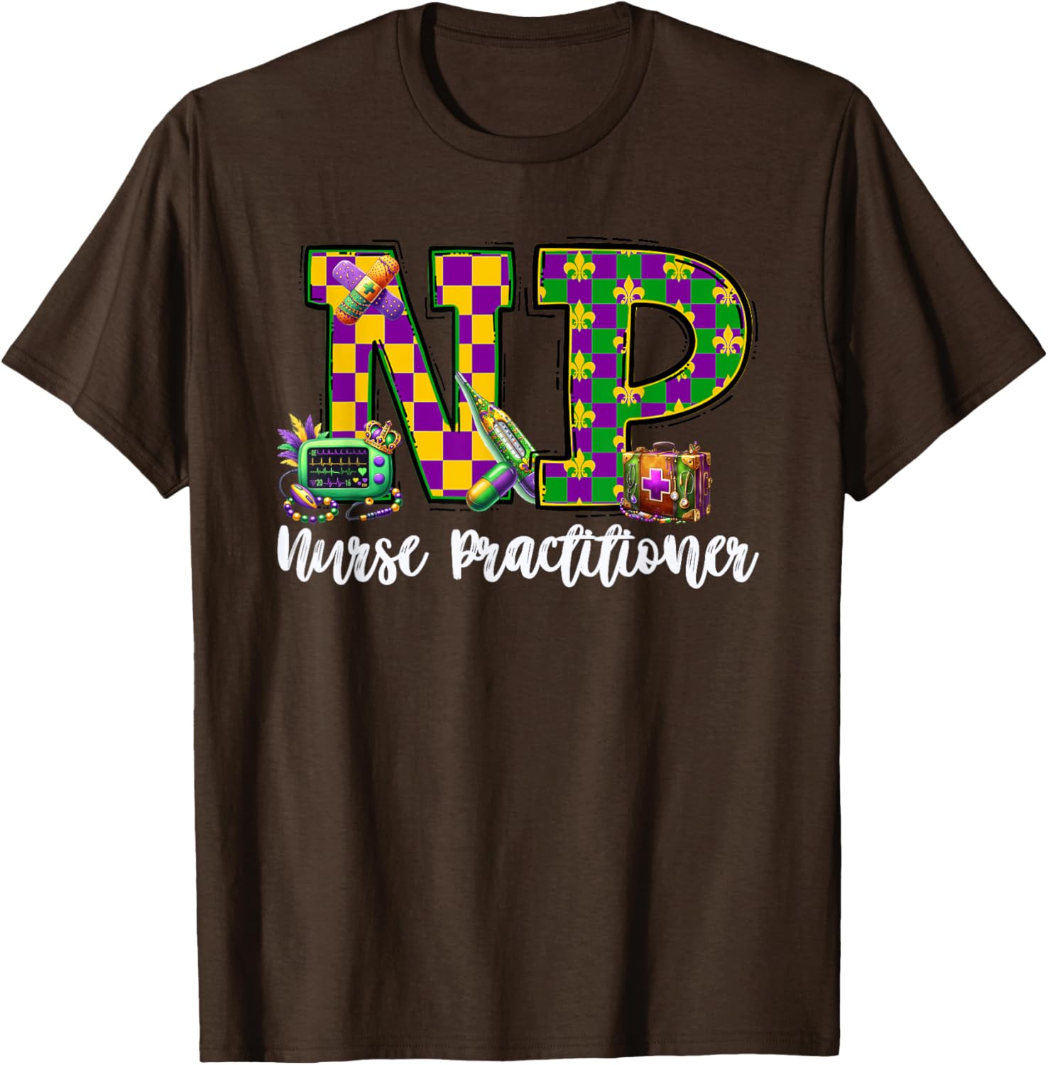 Cute Mardi Gras Nurse Practitioner T-Shirt for Women, Fun and Stylish - 29