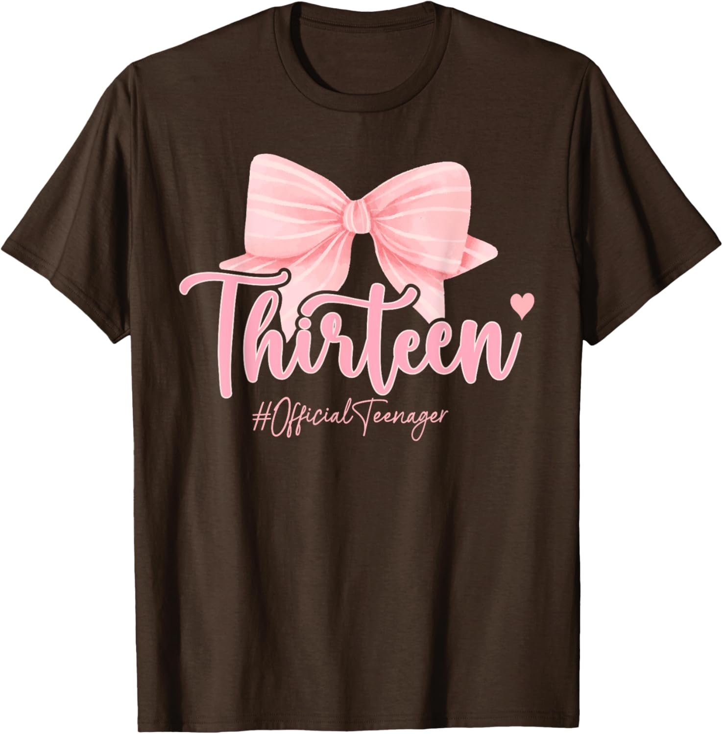 Cute Pink 13th Birthday Coquette Bow T-Shirt for Girls Celebrating 13 - 18