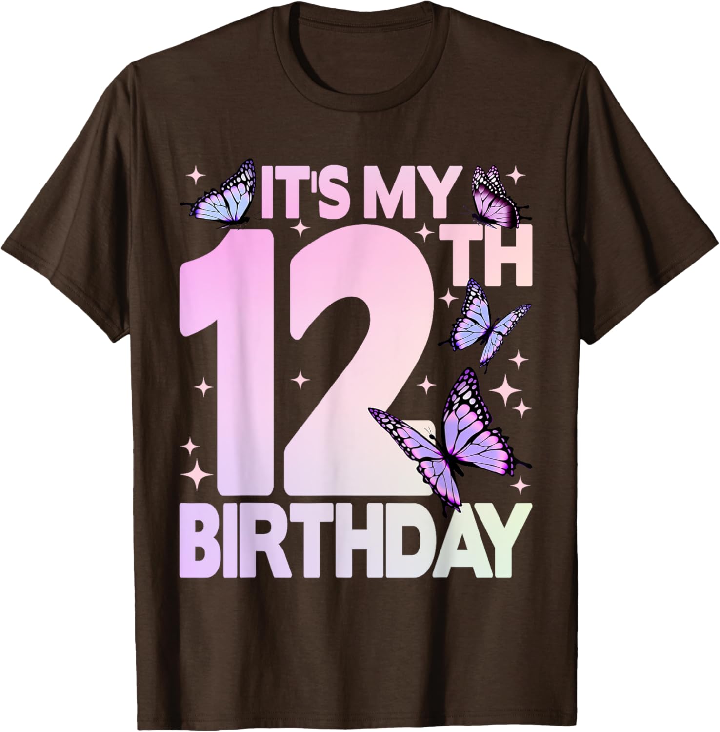 Cute Butterfly 12th Birthday T-Shirt for Girls Celebrating Turning 12 - 3