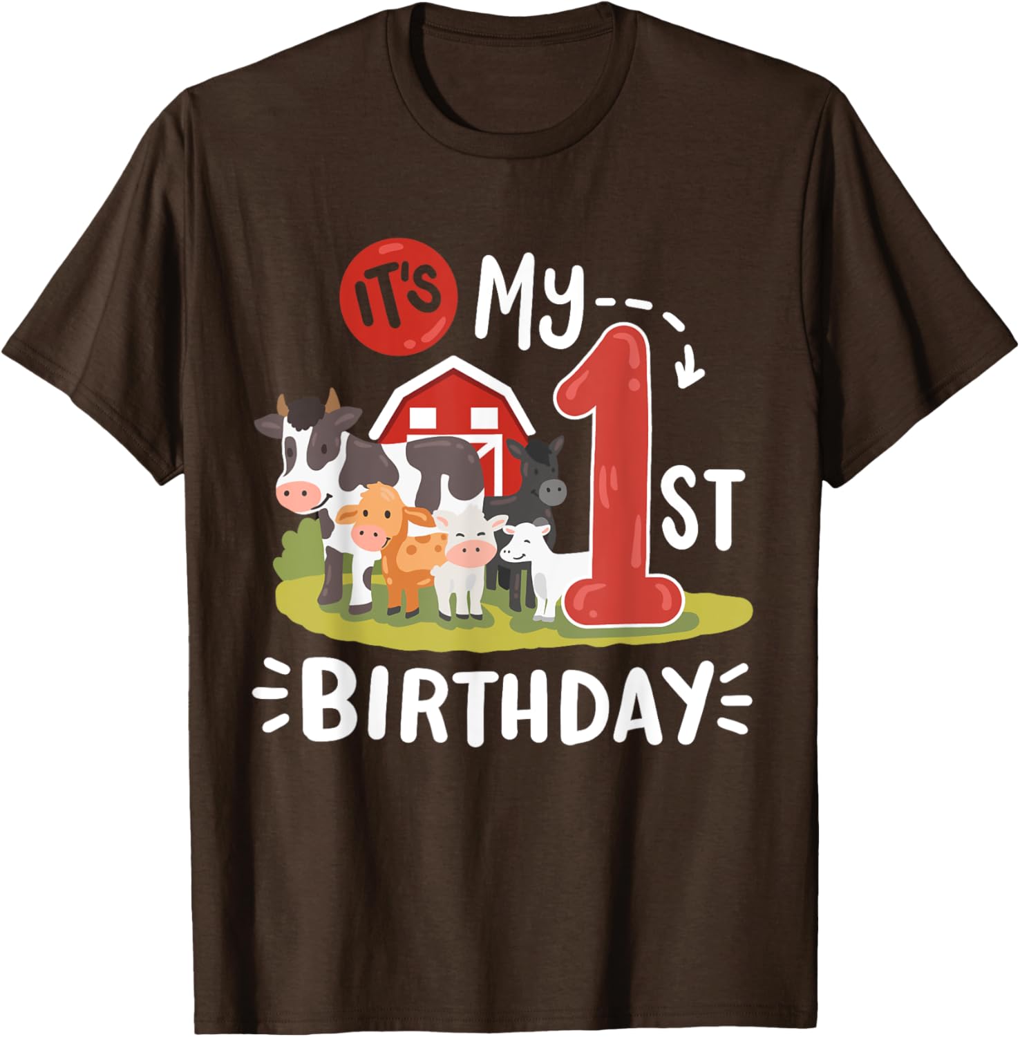 Farm Animals 1st Birthday Party T-Shirt for Kids Fun and Cute Design - 14