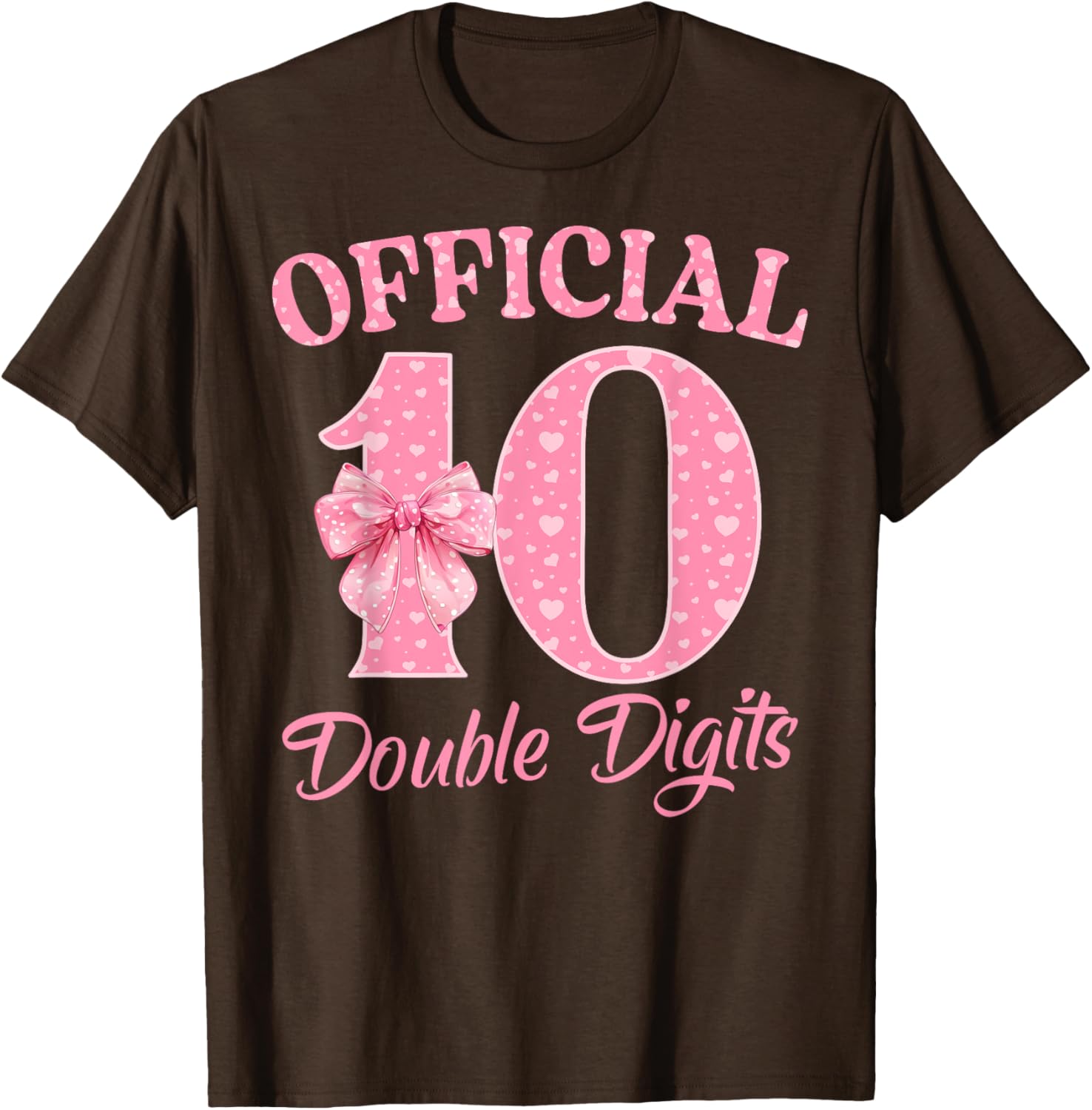 Cute Pink 10th Birthday Coquette Bow T-Shirt for Girls 10 Years Old - 11
