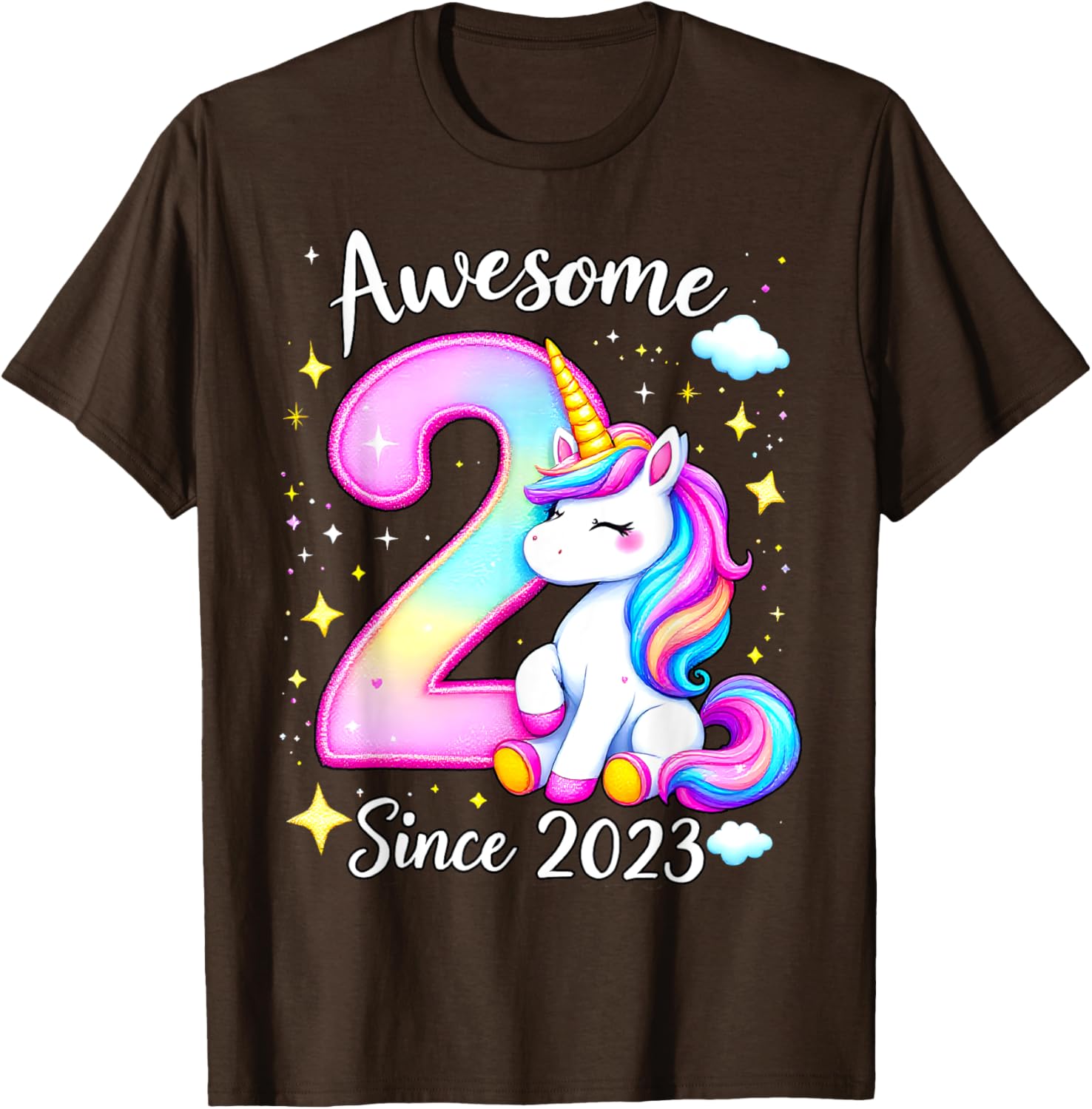 Cute Unicorn 2nd Birthday Girls T-Shirt for Awesome Celebrations - 24
