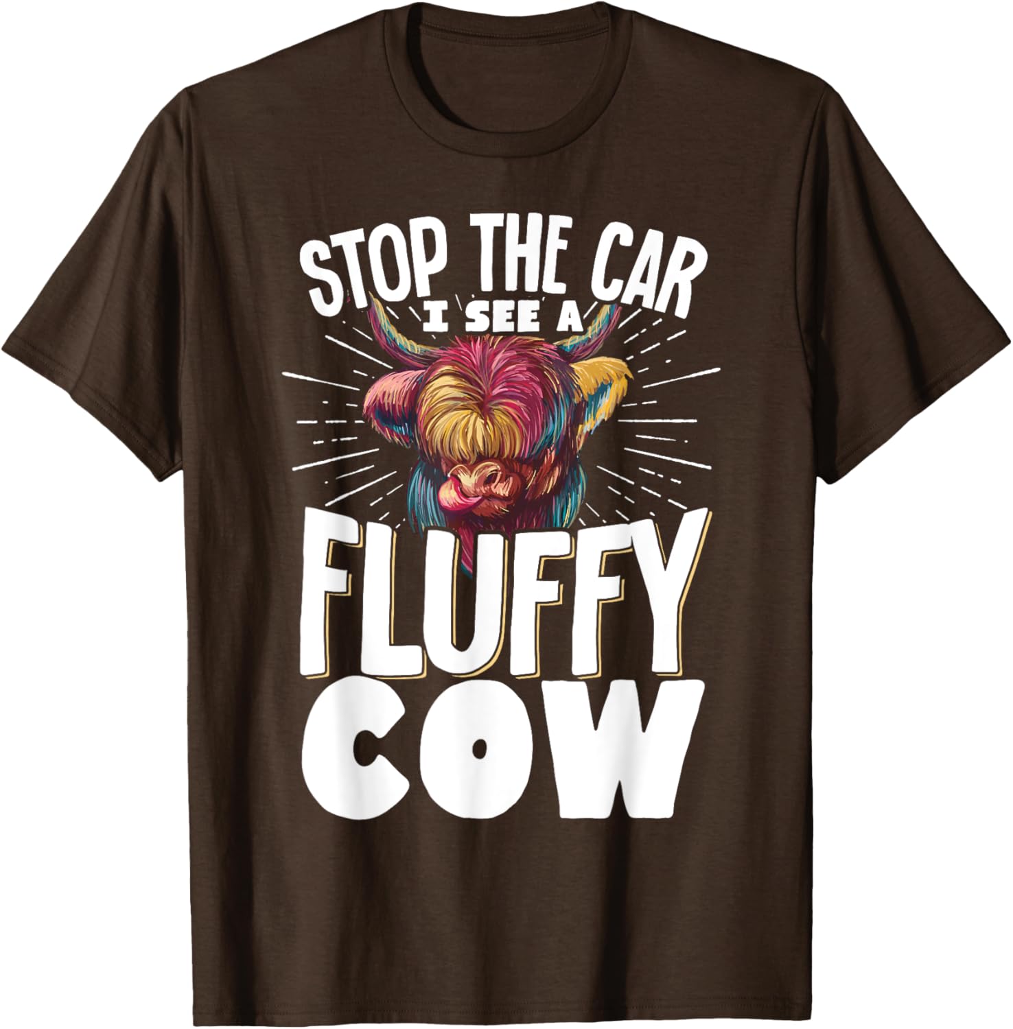 Fluffy Cow T-Shirt for Animal Lovers - Stop the Car Fun Tee - 13