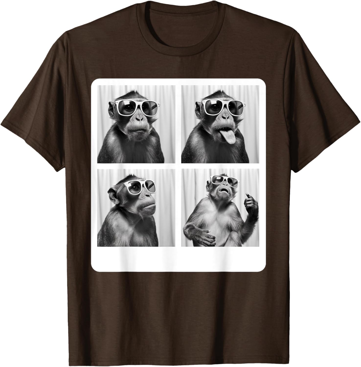 Funny Monkey Photo Booth T-Shirt with Sunglasses for Animal Lovers - 11