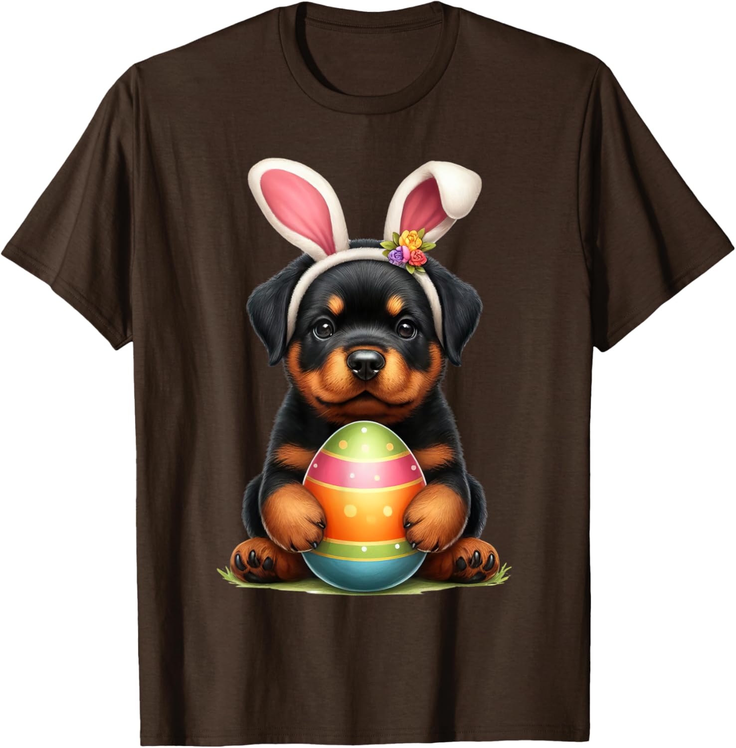 Cute Bunny Rottweiler Dog Easter T-Shirt Perfect for Spring Celebrations - 24