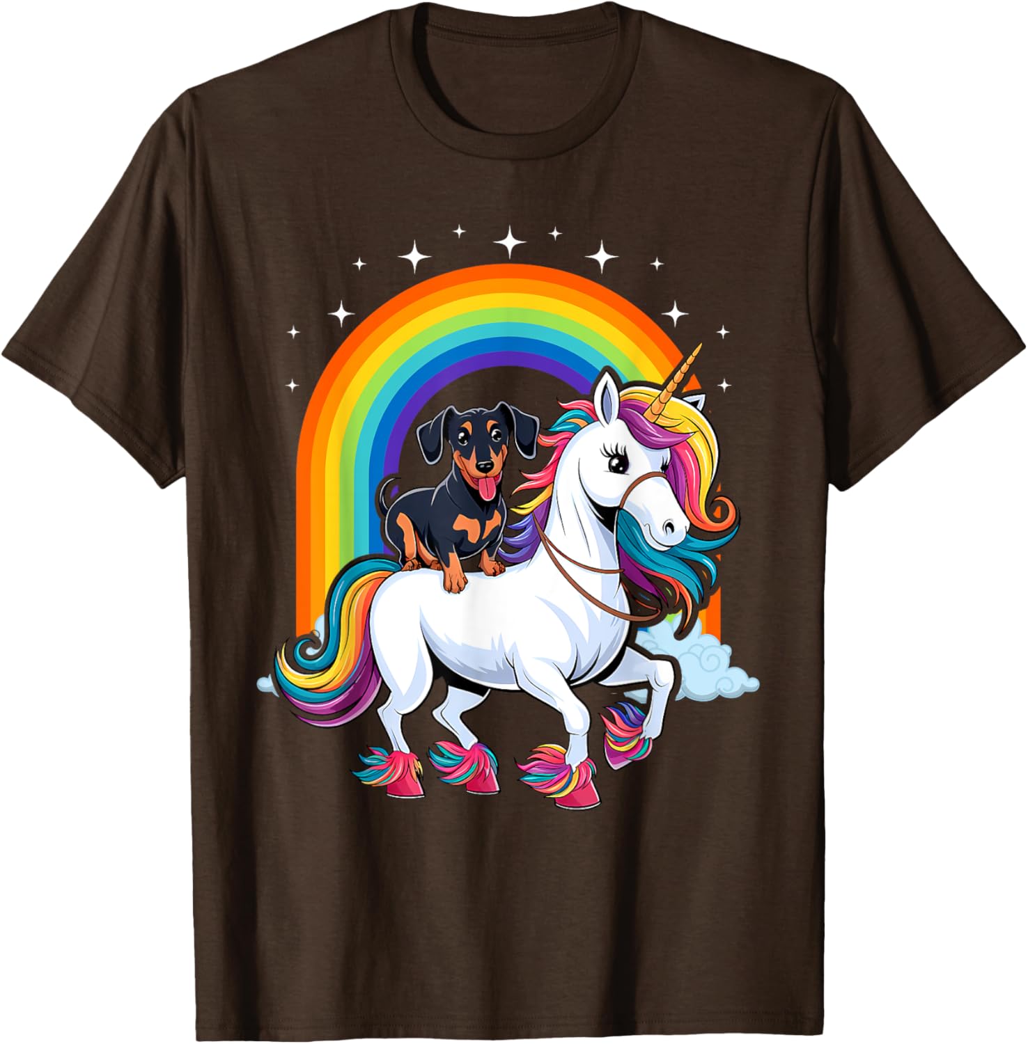 Dachshund Unicorn Galaxy Rainbow T-Shirt for Girls and Dogs - 15