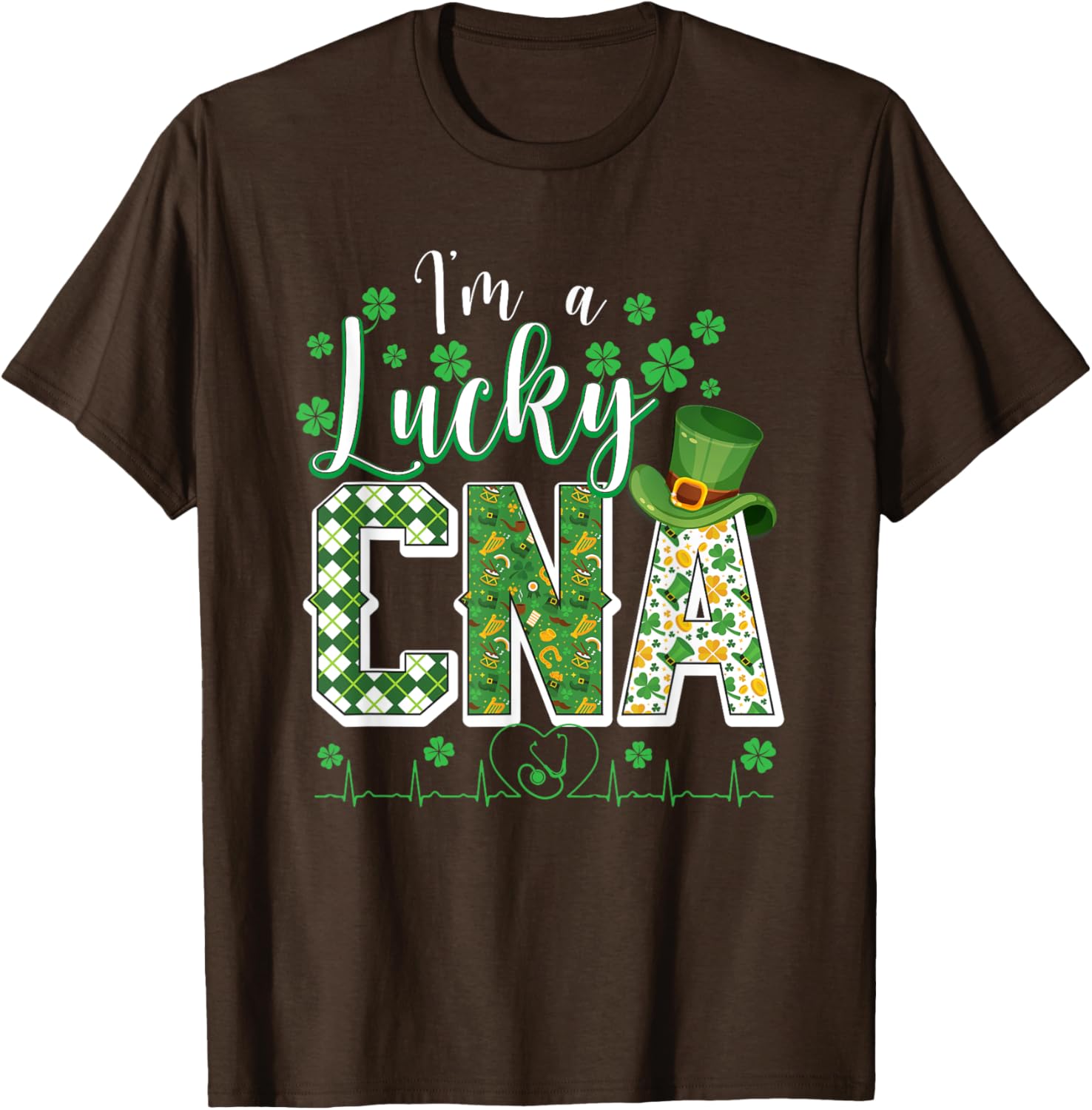 Funny Lucky CNA Nurse Shamrock St Patrick's Day T-Shirt for Scrubs - 13