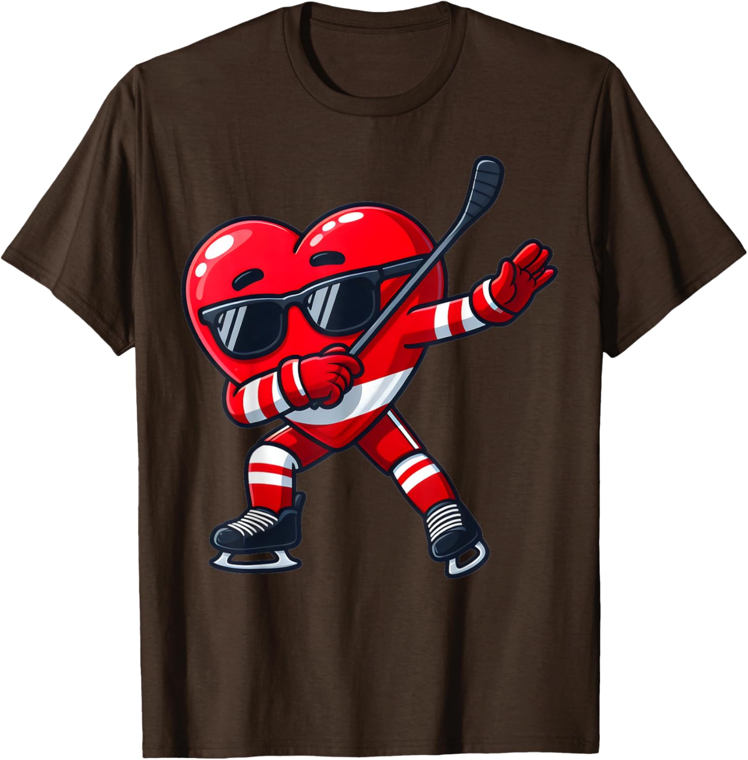 Cute Dabbing Heart Ice Hockey T-Shirt for Funny Valentine's Day Fun - 25