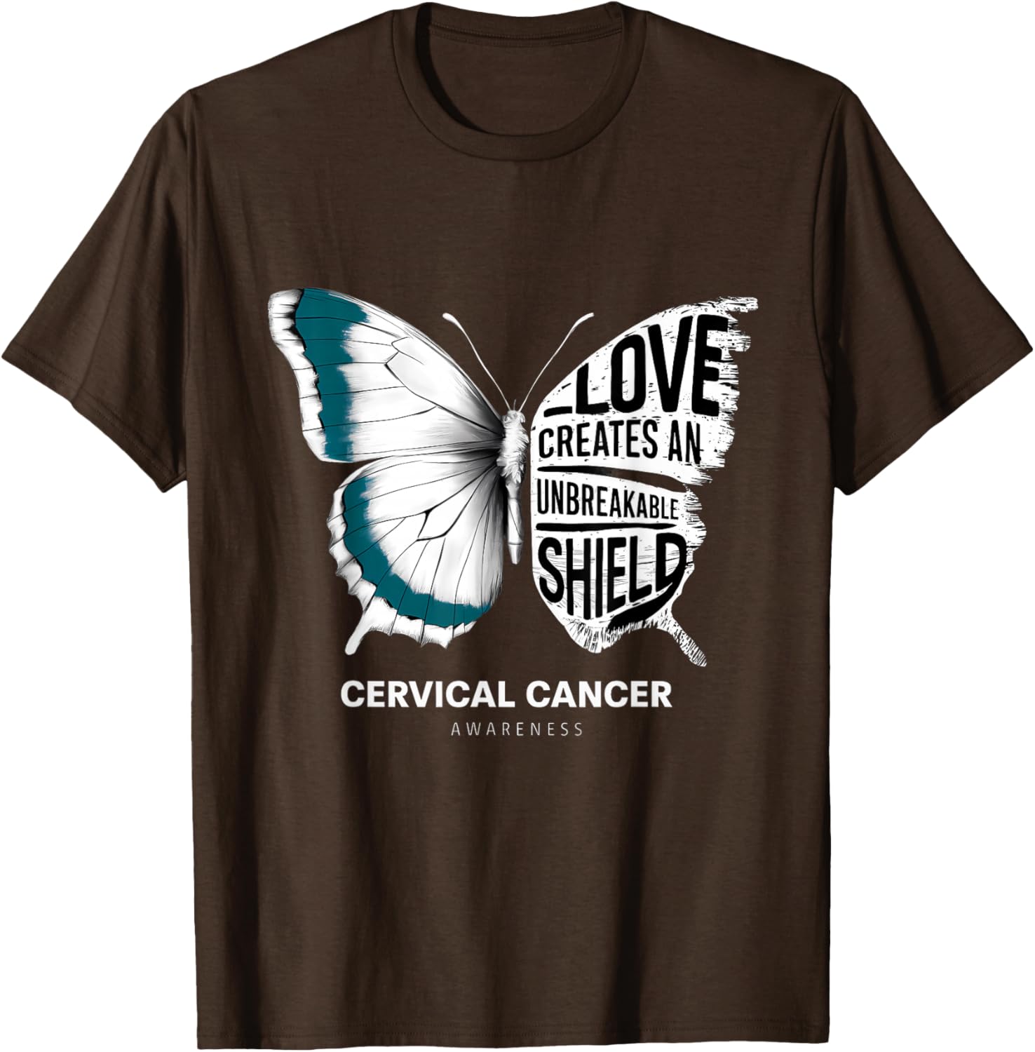 Cervical Cancer Awareness Teal Ribbon Unbreakable Shield T-Shirt - 19
