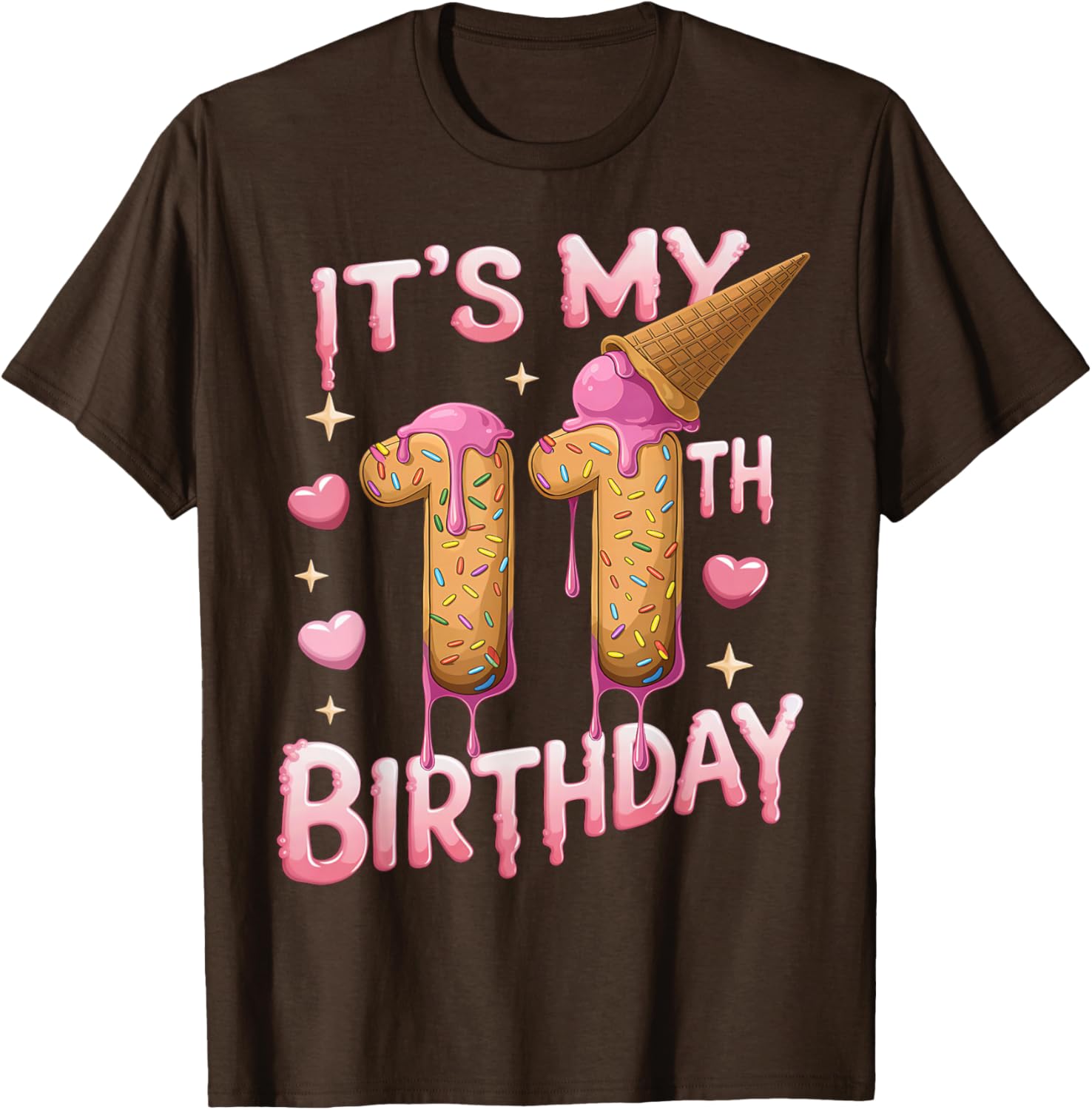 Cute Ice Cream 11th Birthday Shirt for Girls - Perfect Birthday Gift T-Shirt - 17