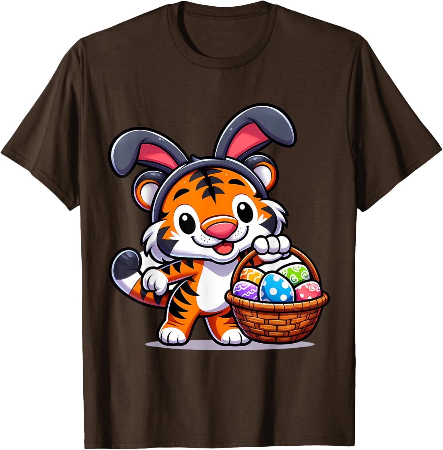 Cute Bunny Ear Tiger Easter Eggs T-Shirt for Kids and Babies - 28