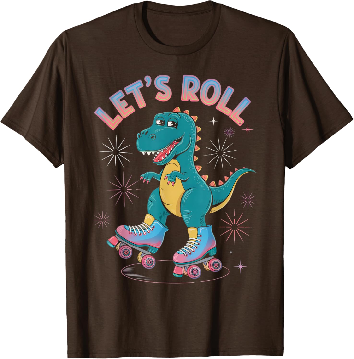 Dinosaur Roller Skates Women's T-Shirt Perfect for Roller Skating Parties - 5