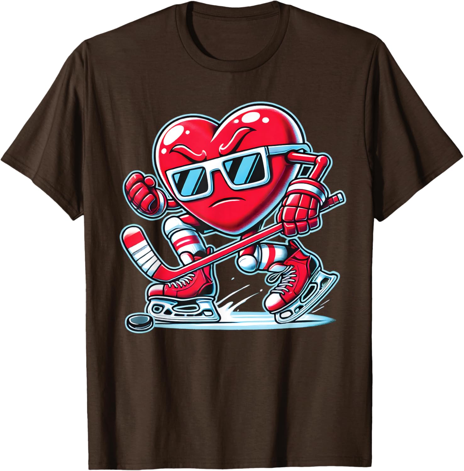 Cute Heart Ice Hockey T-Shirt for Valentine's Day - Men, Women, Boys - 22