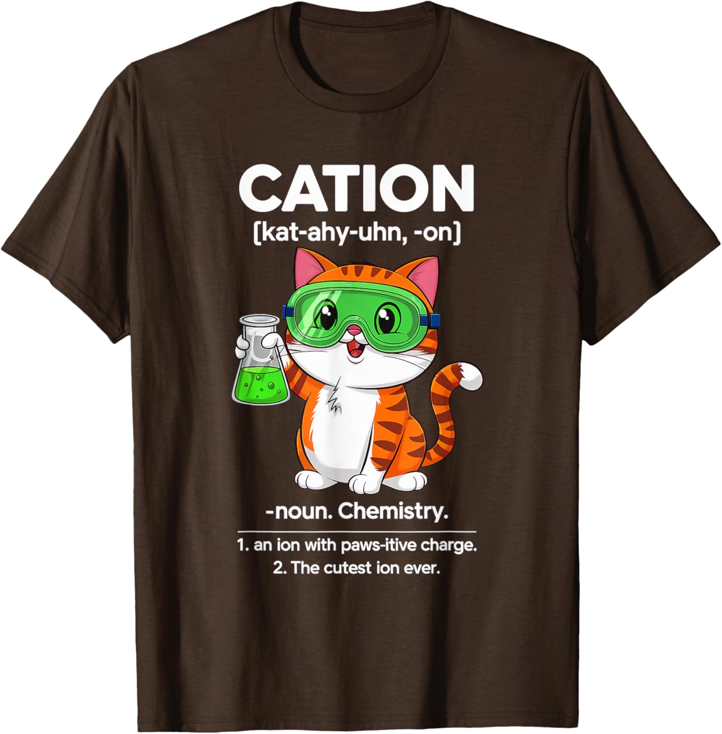Cation Cat Chemistry T-Shirt for Cat Lovers - Fun Science for All Ages - 16