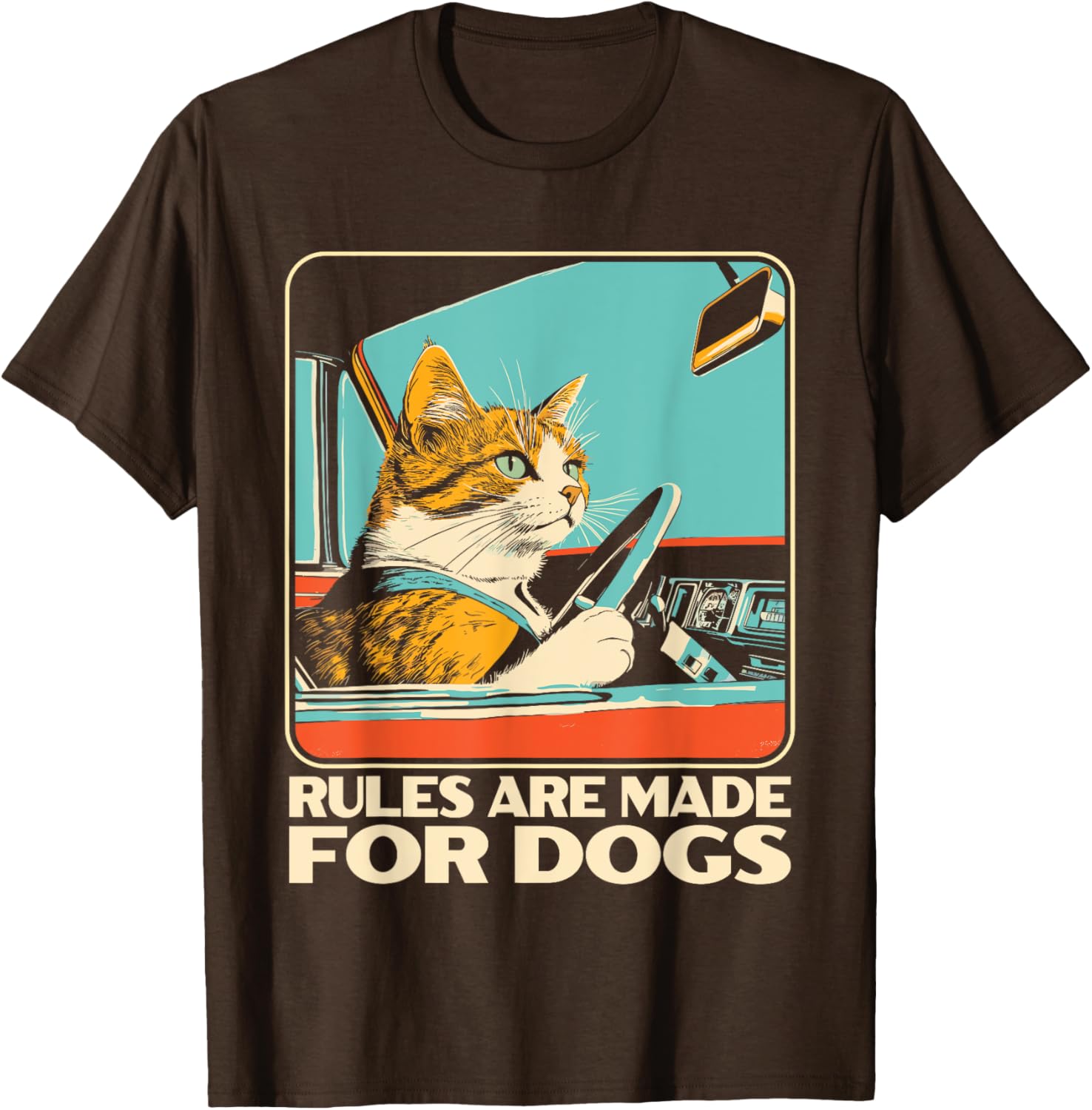 Funny Cat Lover T-Shirt - Rules Are Made for Dogs Cat Design Tee - 10