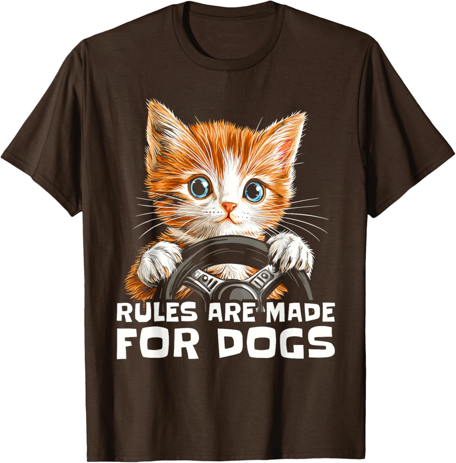 Funny Cat Lover T-Shirt - Rules Are Made for Dogs Driving Cat Shirt - 8