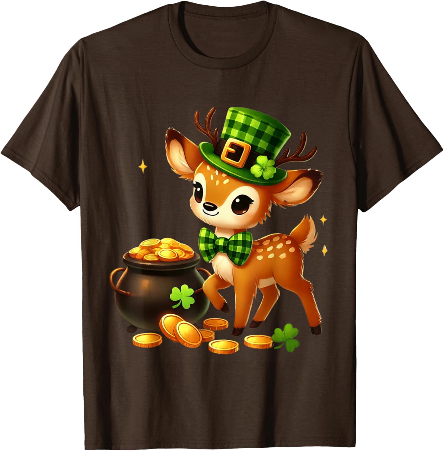 Cute Deer Leprechaun St Patrick's Day T-Shirt for Kids Fun Party Wear - 5