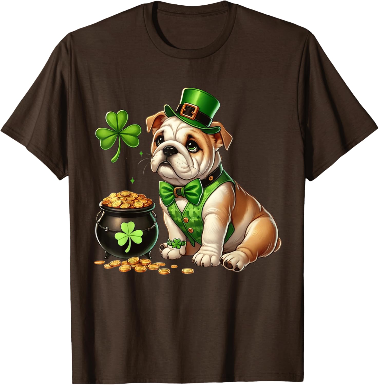 Cute Bulldog Leprechaun St Patricks Day Shamrock Kids T-Shirt - 18