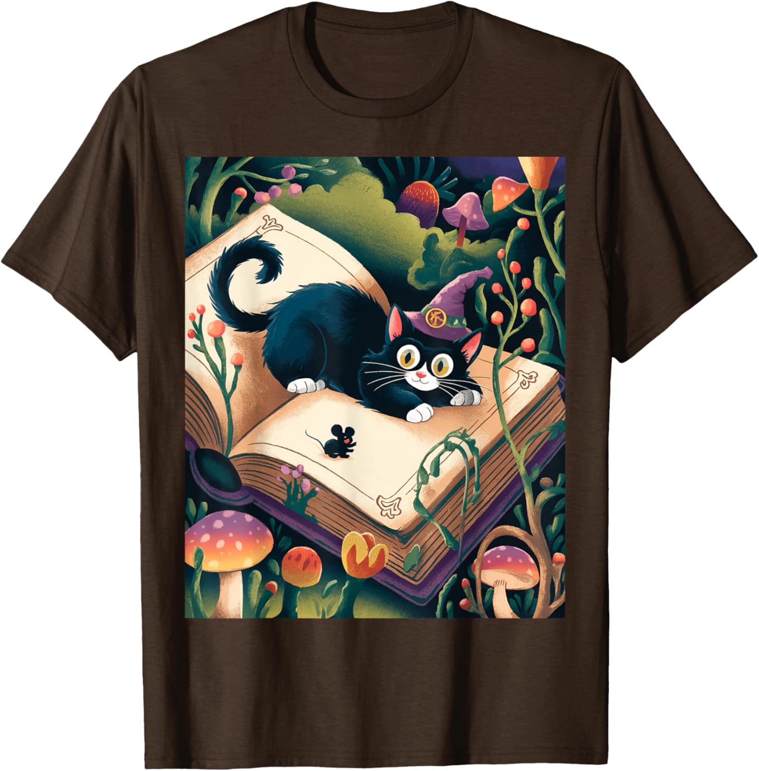 Enchanted Night Mystical Cat on Book T-Shirt for Cat Lovers - 12