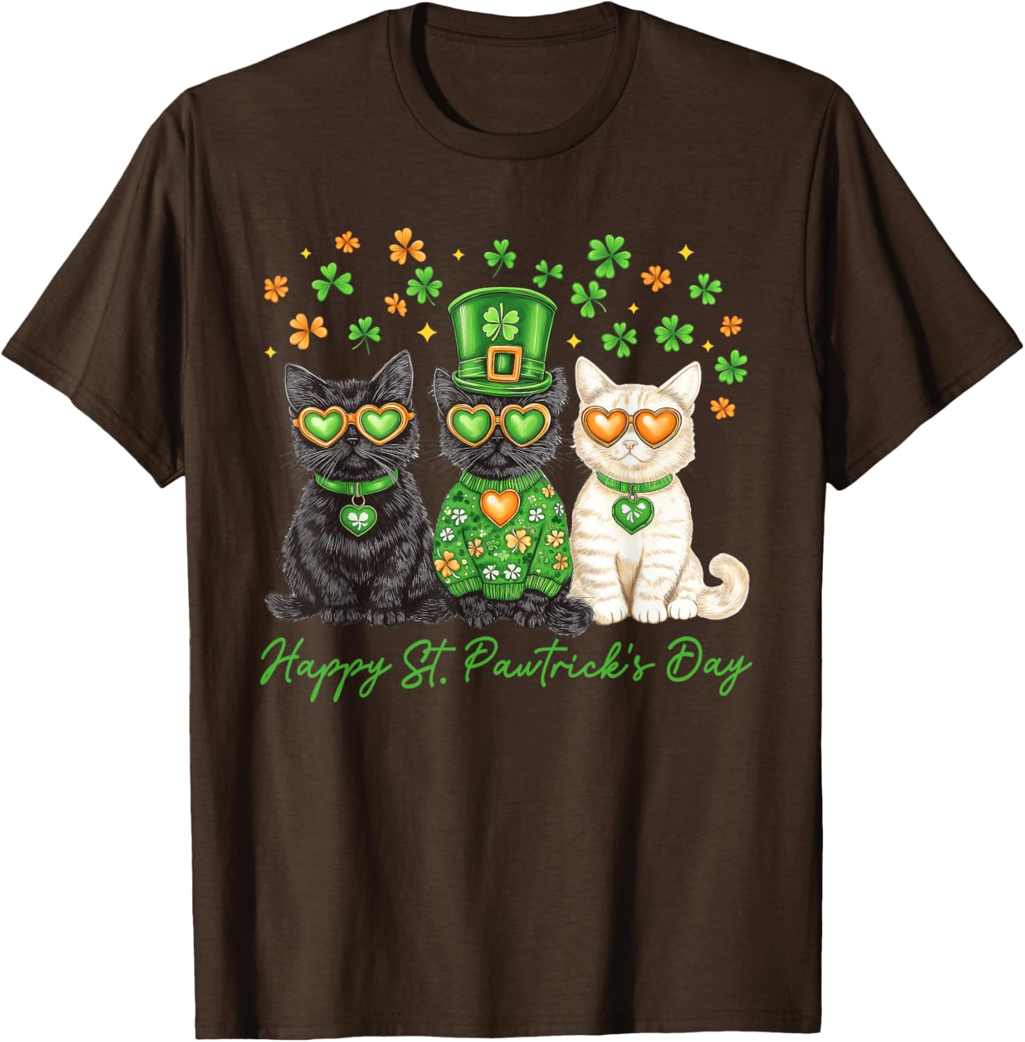 Cute Cat St Pawtrick's Day Shamrock T-Shirt for Cat Lovers - 13