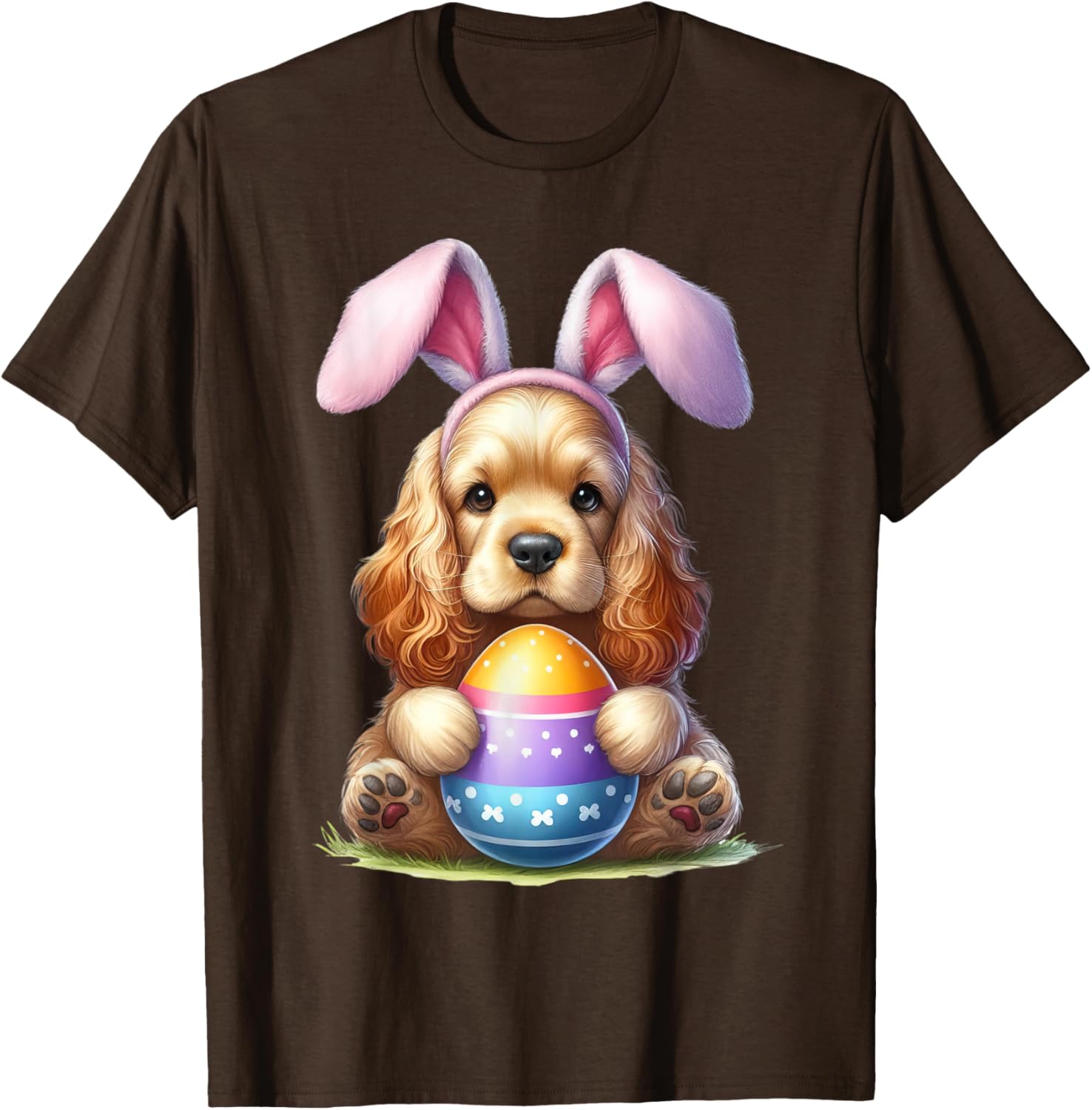 Cute Bunny Cocker Spaniel Easter T-Shirt for Men and Women Celebrating Spring - 26