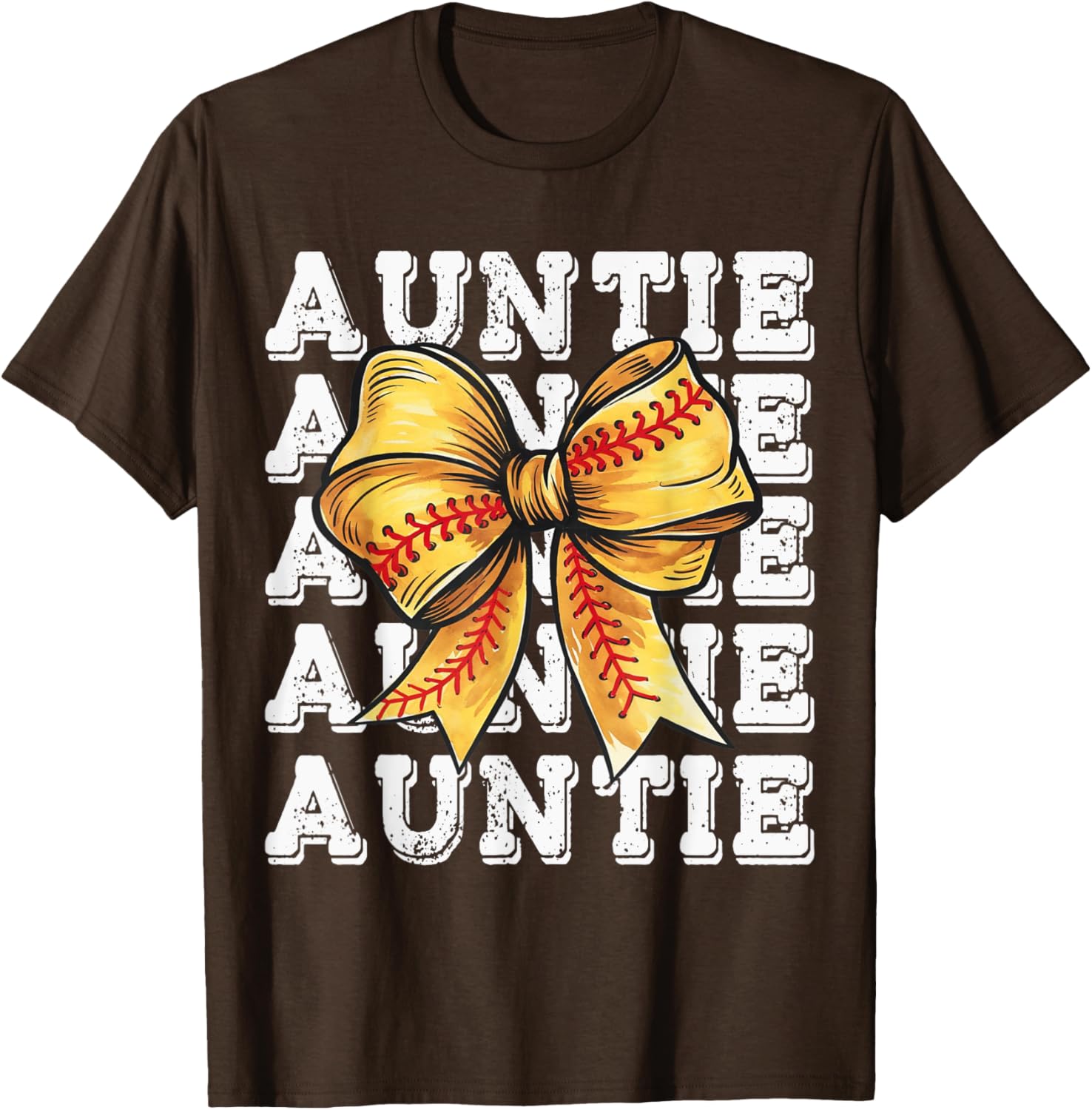 Coquette Softball Auntie Matching Family Bow T-Shirt for Fun Moments - 15