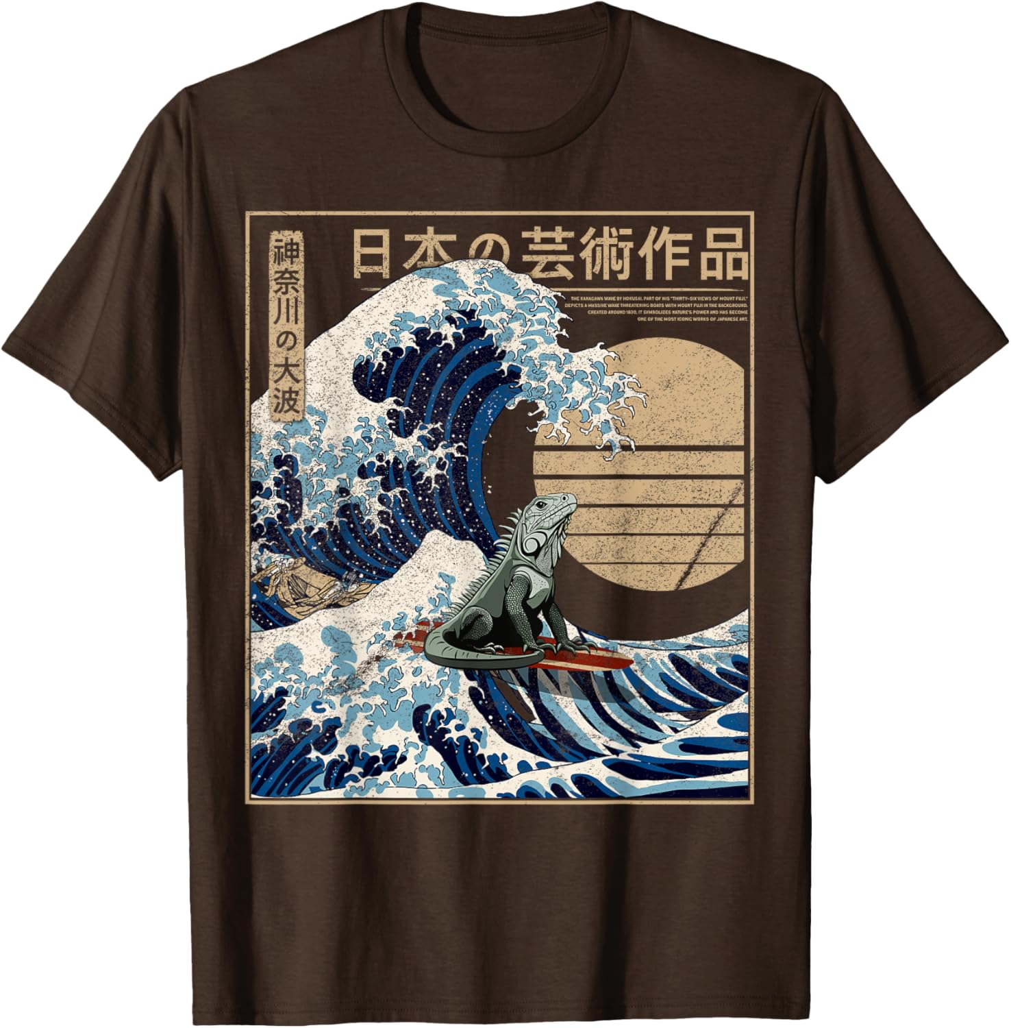 Funny Iguana Surfing The Great Wave Off Kanagawa T-Shirt for Beach Lovers - 26
