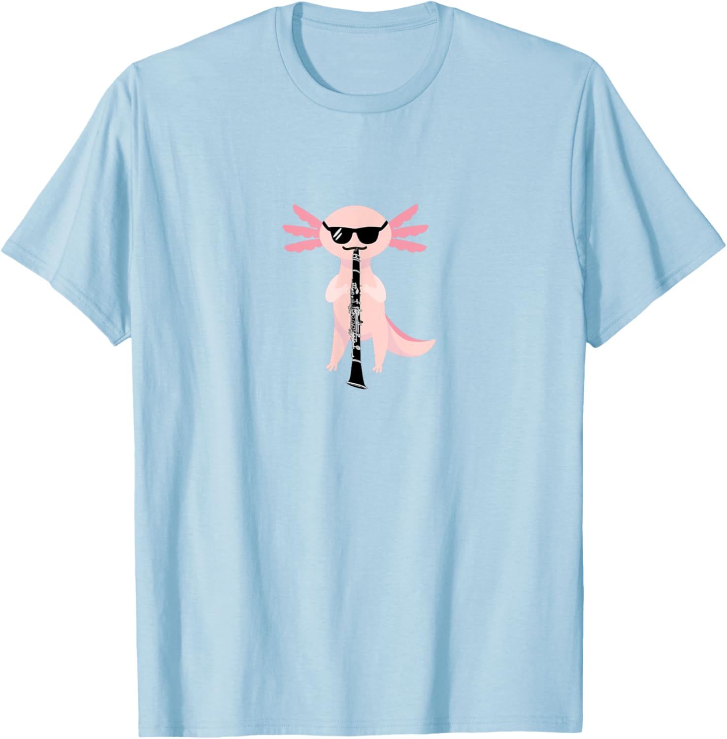 Funny Cute Axolotl T-Shirt with Sunglasses Playing Clarinet for Music Lovers - 10