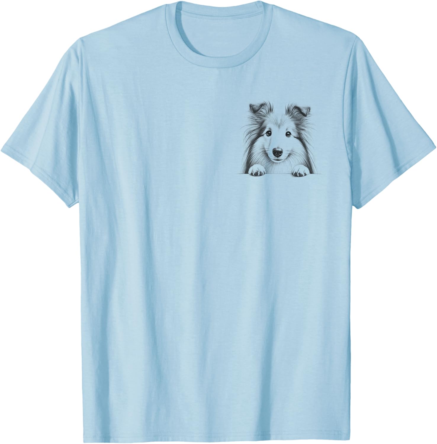 Cute Shetland Sheepdog Peeking Design T-Shirt for Dog Lovers - 4