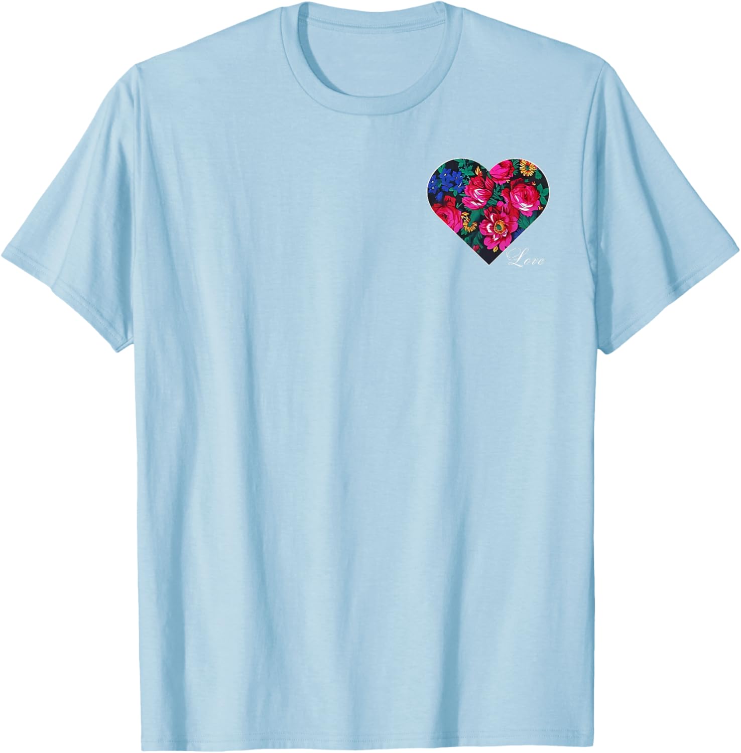 Floral Heart Love T-Shirt for Native American Women - Masani Scarf Design - 15