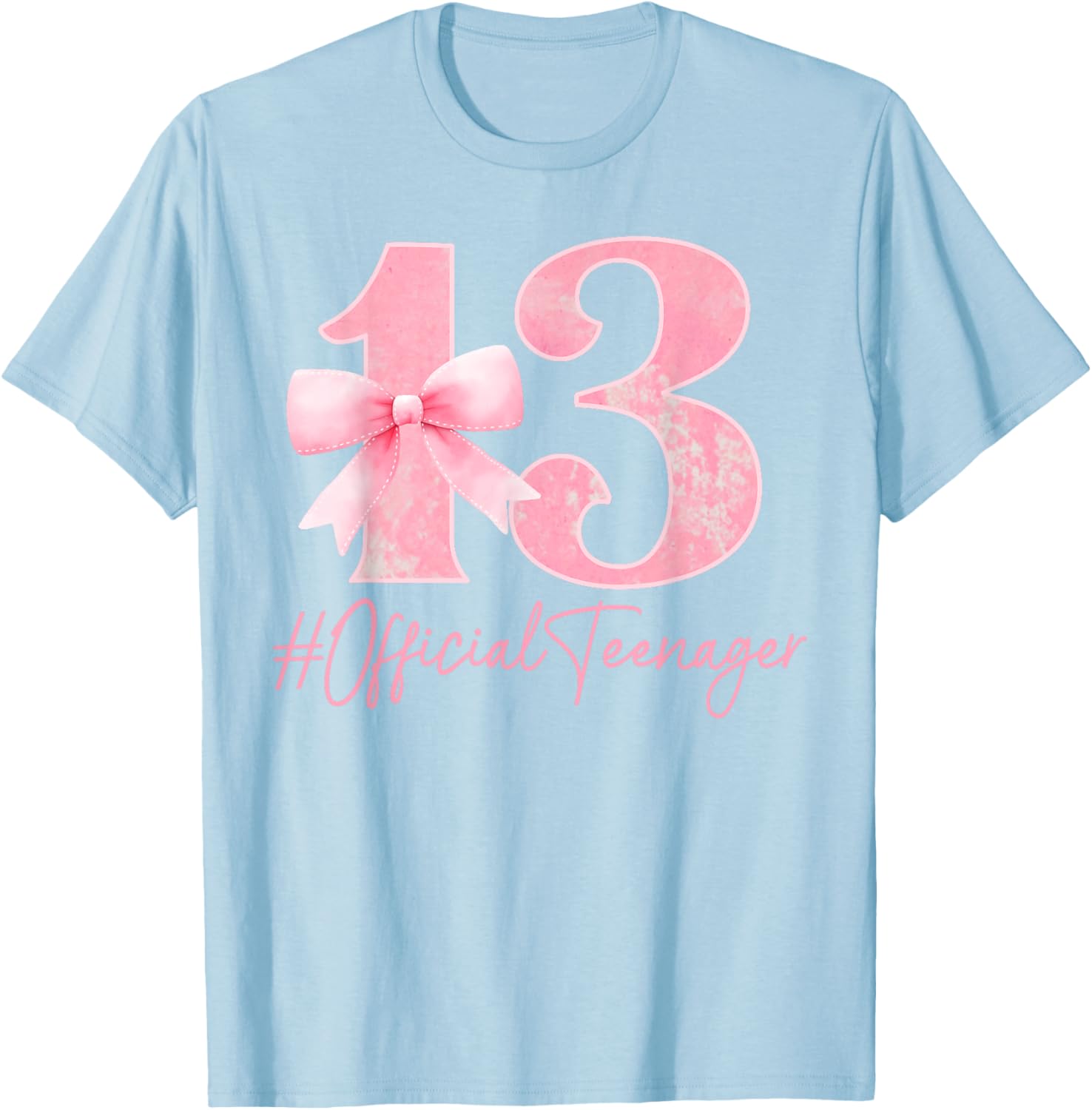 Cute Pink 13th Birthday Coquette Bow T-Shirt for Girls Turning 13 - 17