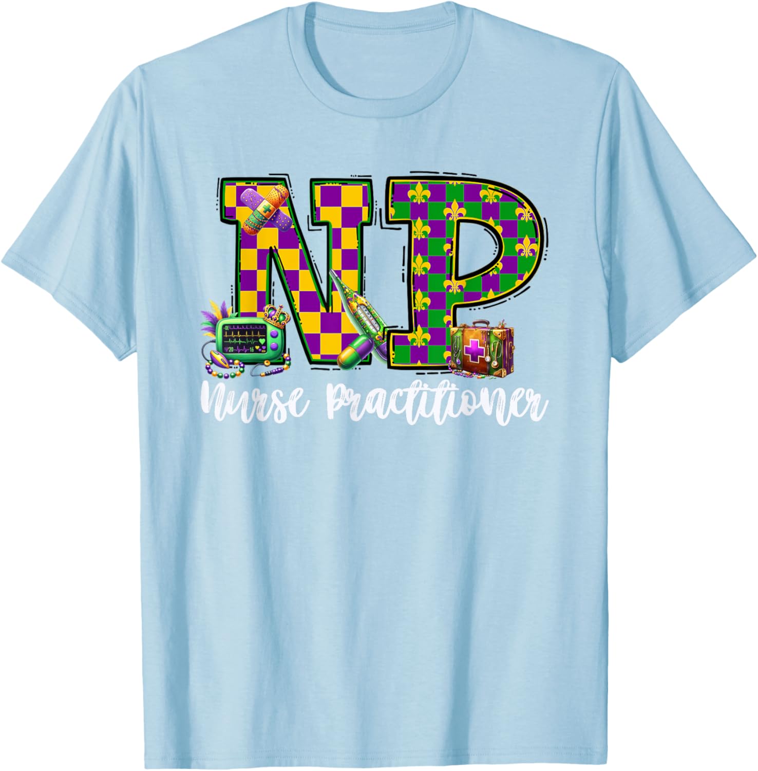 Cute Mardi Gras Nurse Practitioner T-Shirt for Women, Fun and Stylish - 5