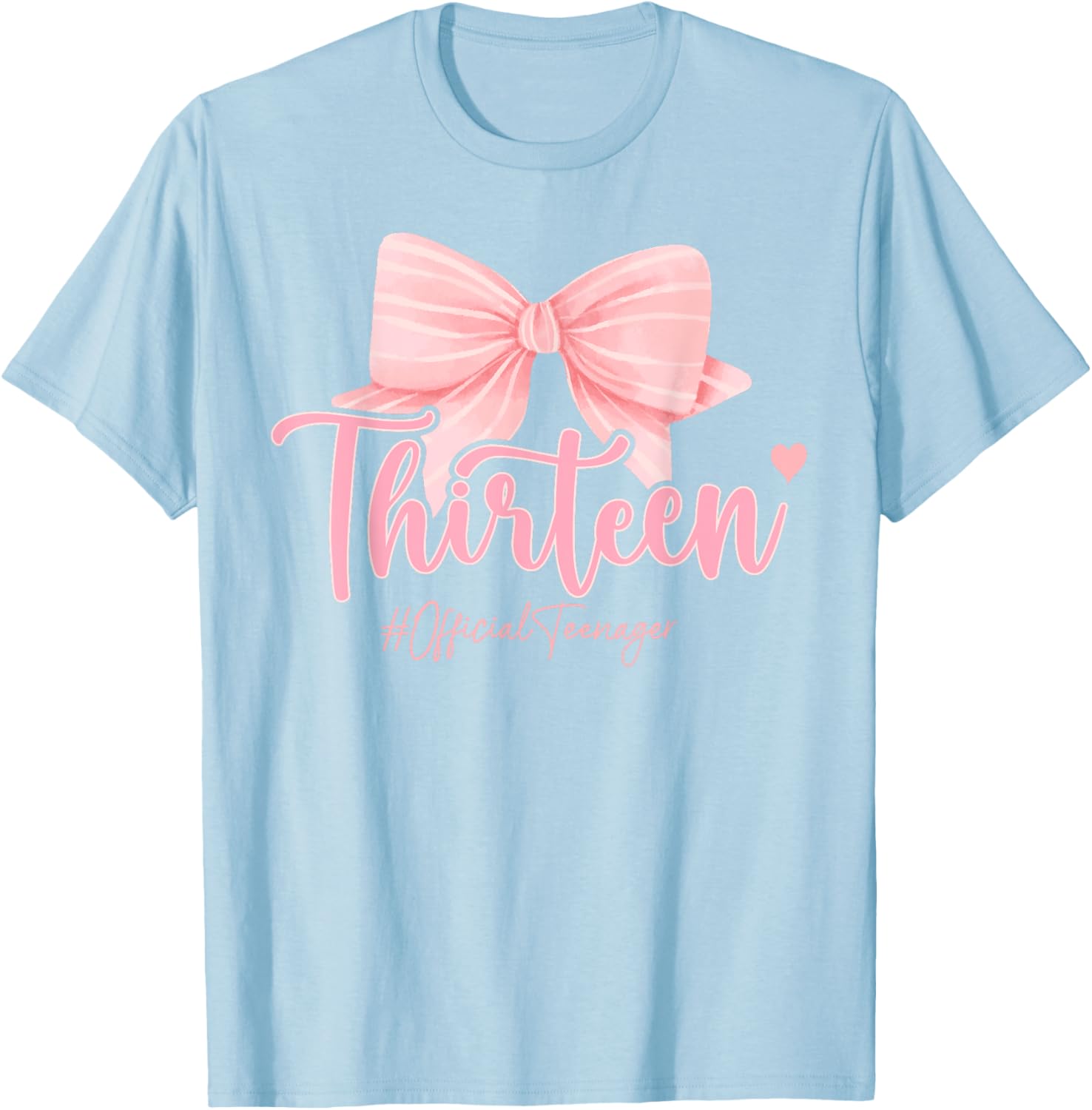 Cute Pink 13th Birthday Coquette Bow T-Shirt for Girls Celebrating 13 - 16