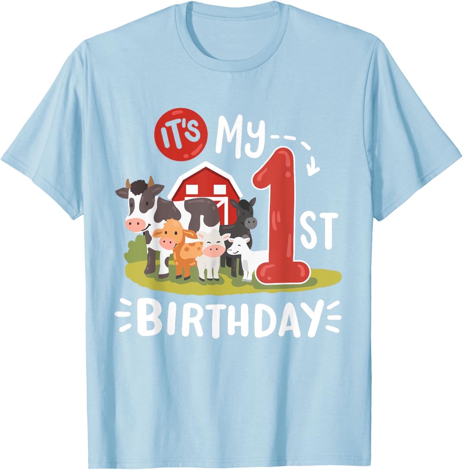 Farm Animals 1st Birthday Party T-Shirt for Kids Fun and Cute Design - 16