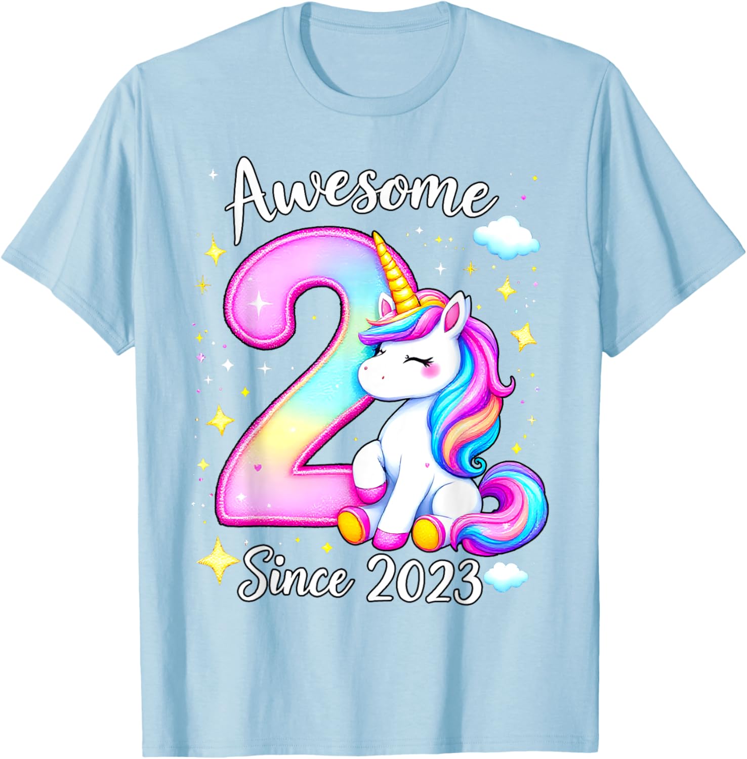 Cute Unicorn 2nd Birthday Girls T-Shirt for Awesome Celebrations - 22