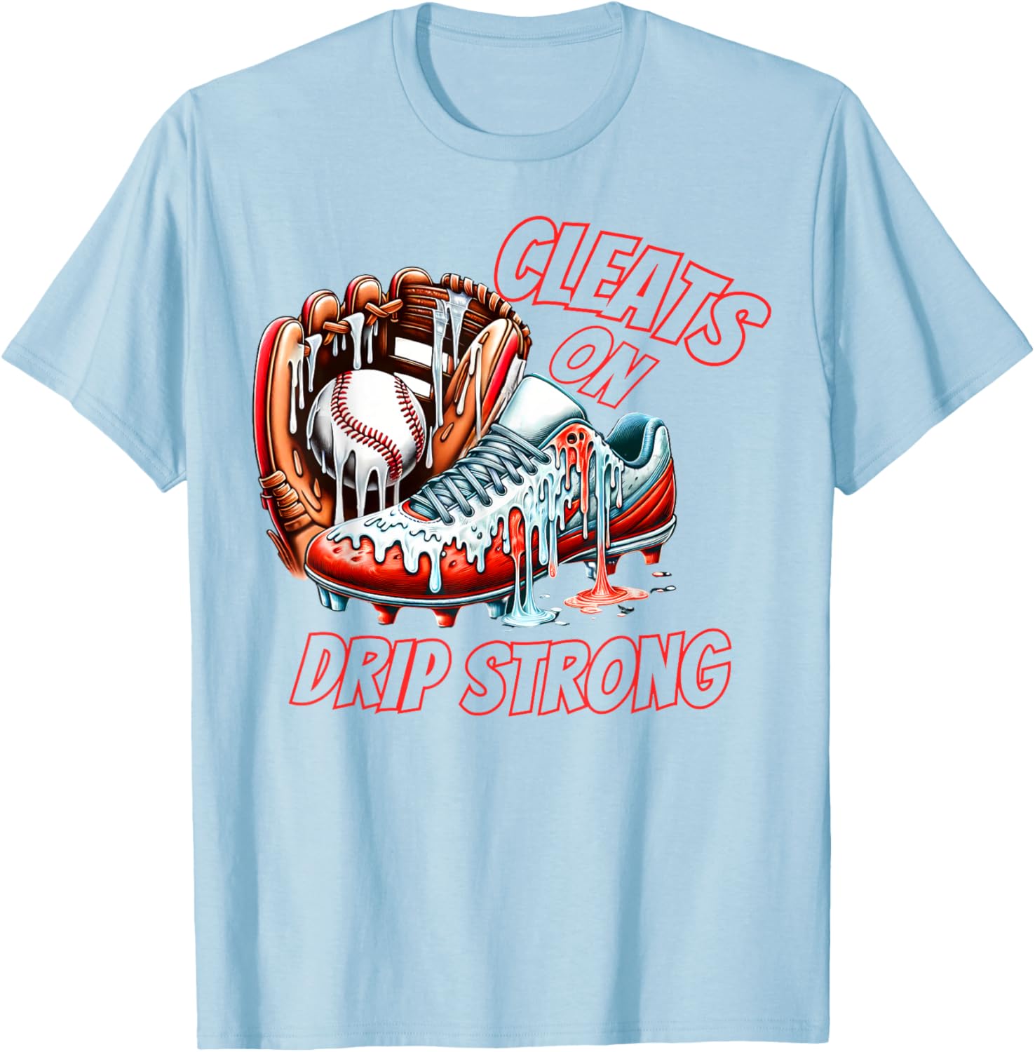 Cool Cleats On Drip Baseball Ice Cream T-Shirt for Kids and Adults - 24