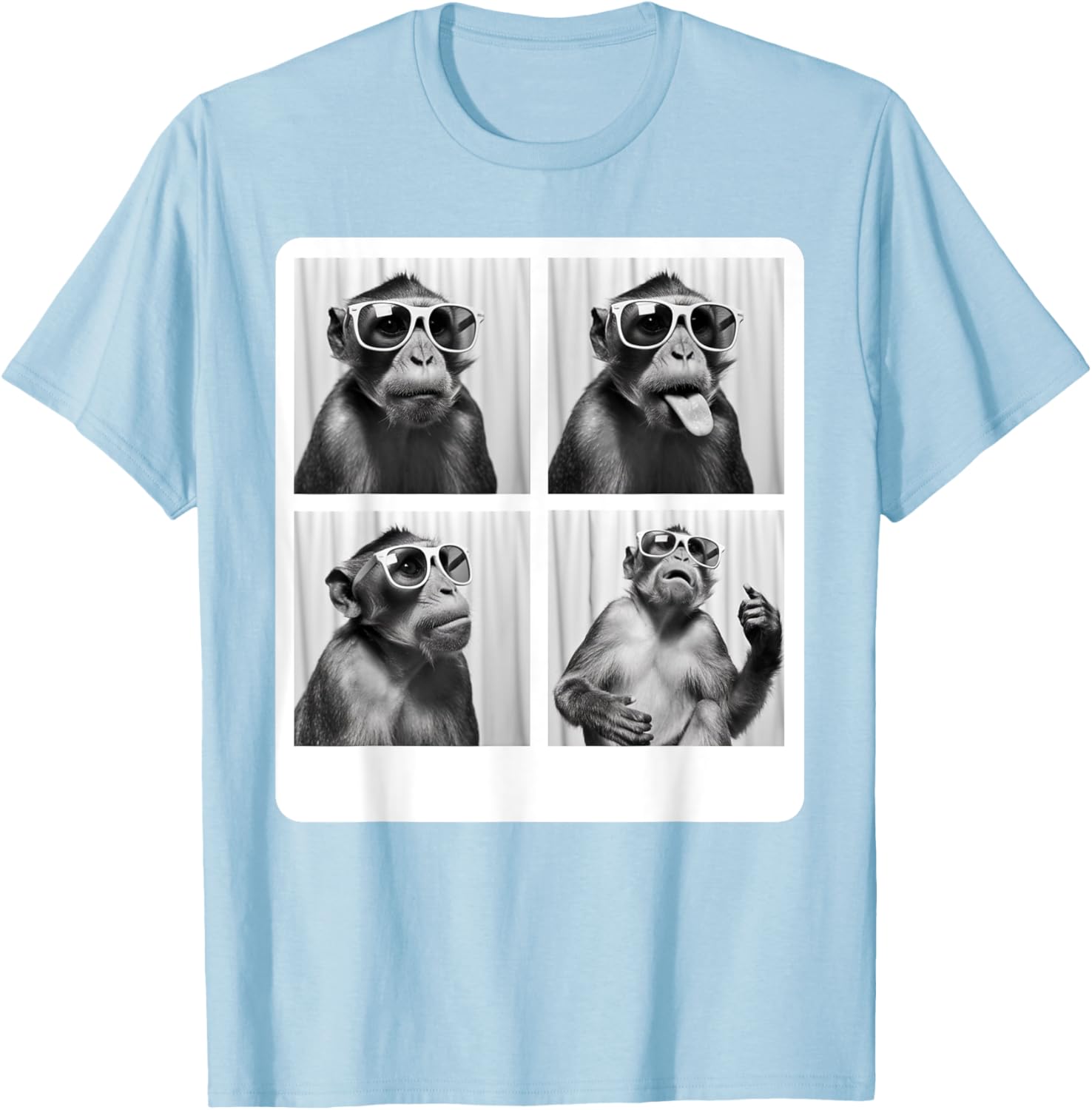 Funny Monkey Photo Booth T-Shirt with Sunglasses for Animal Lovers - 18