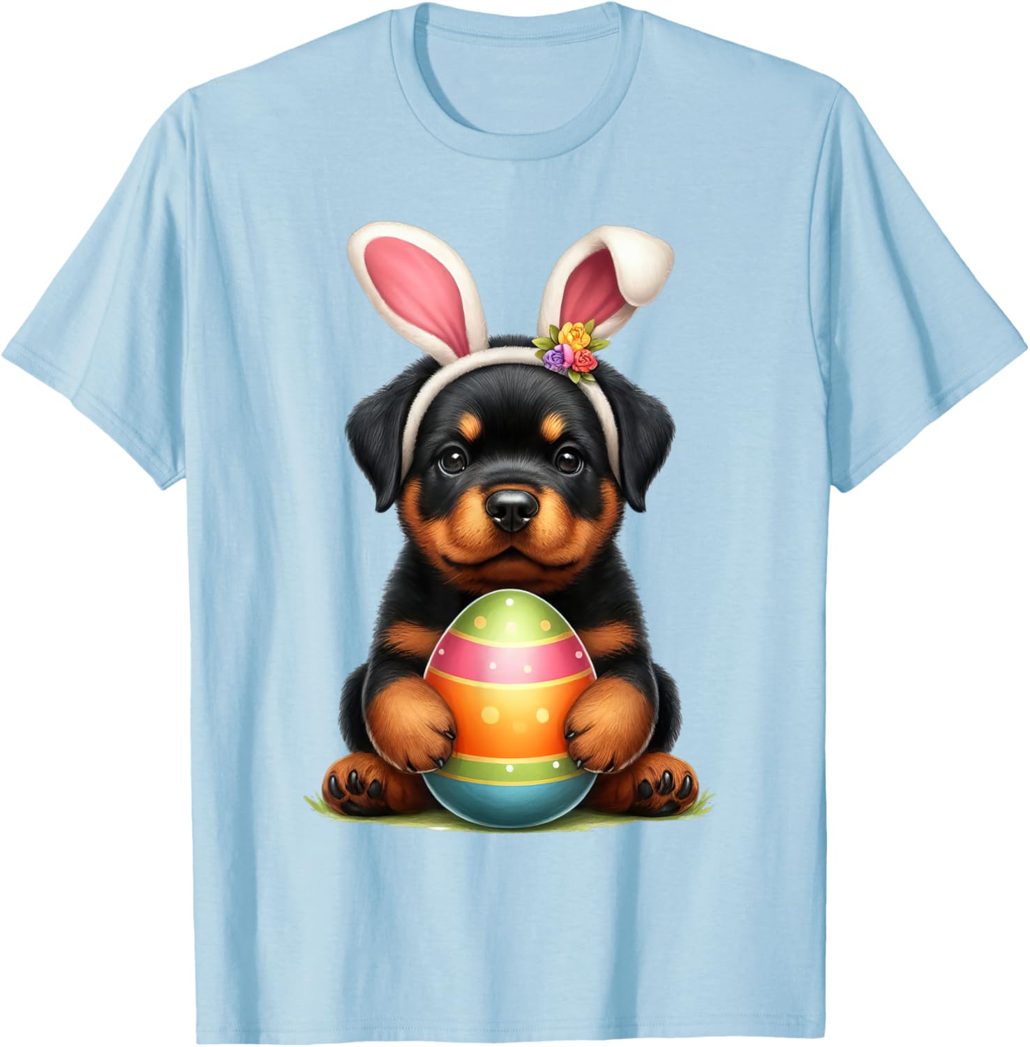 Cute Bunny Rottweiler Dog Easter T-Shirt Perfect for Spring Celebrations - 13