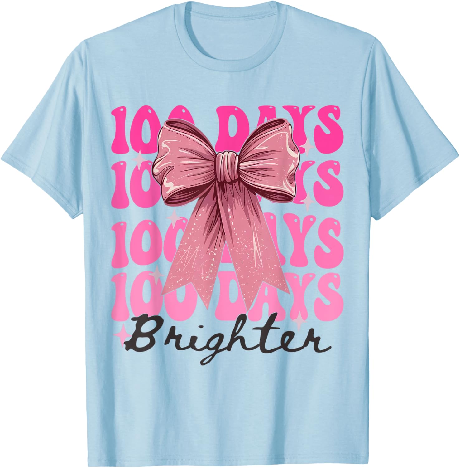 Cute 100 Days of School Girls Coquette Bow T-Shirt for Celebrations - 6