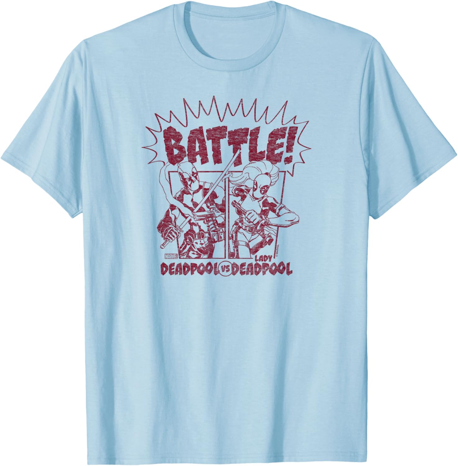 Deadpool vs Lady Deadpool T-Shirt for Fans of Comic Book Style Fashion - 1
