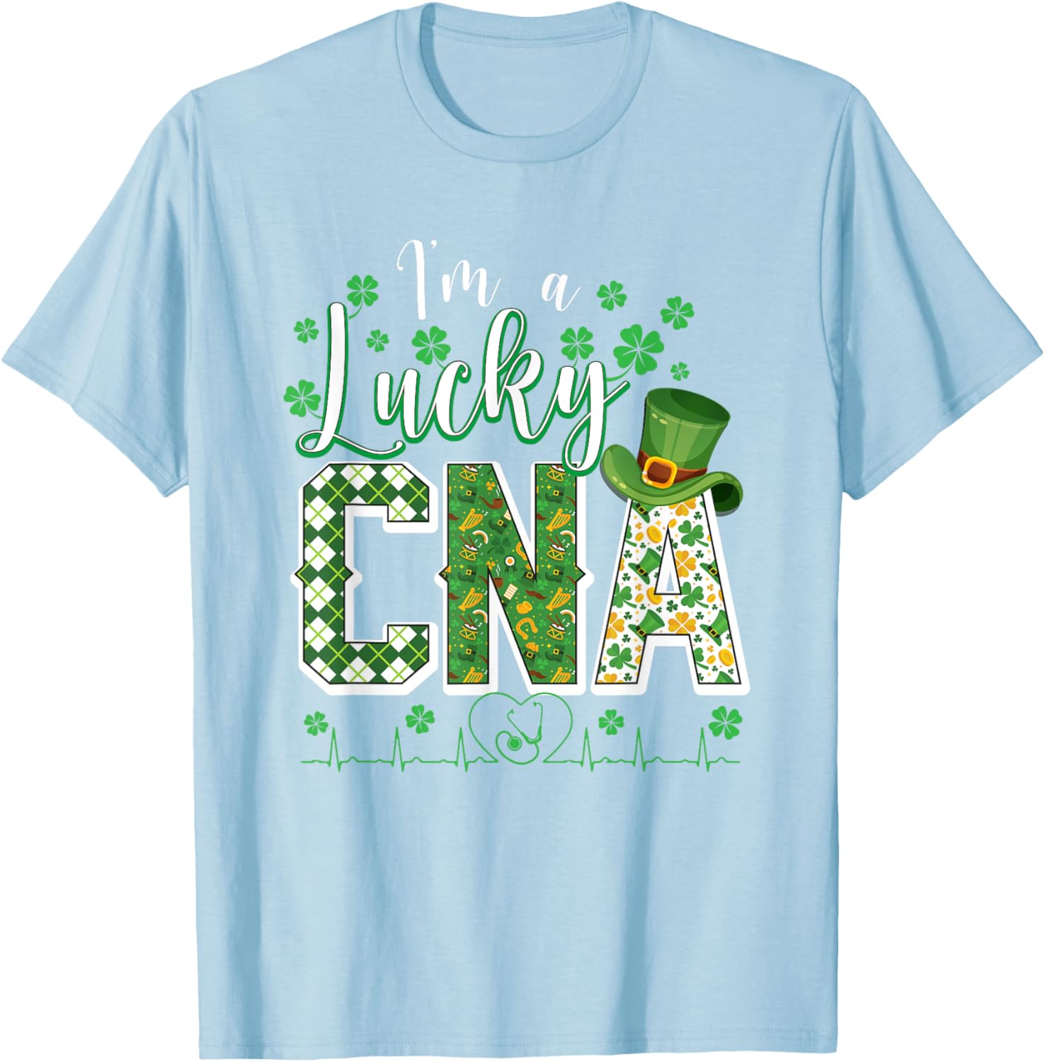 Funny Lucky CNA Nurse Shamrock St Patrick's Day T-Shirt for Scrubs - 9