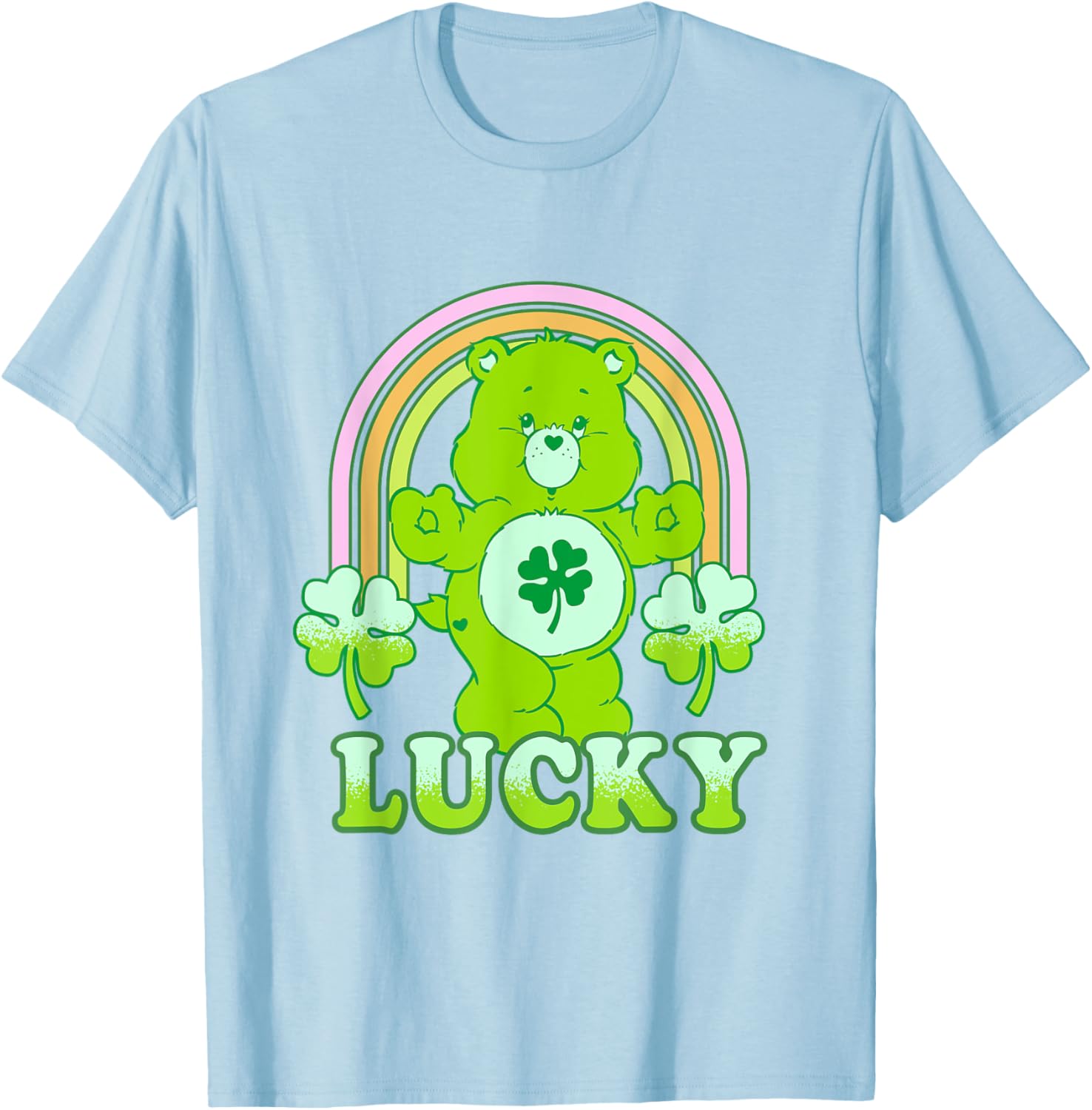 Care Bears St. Patrick's Day Lucky Bear Pastel Rainbow T-Shirt for Fun - 2