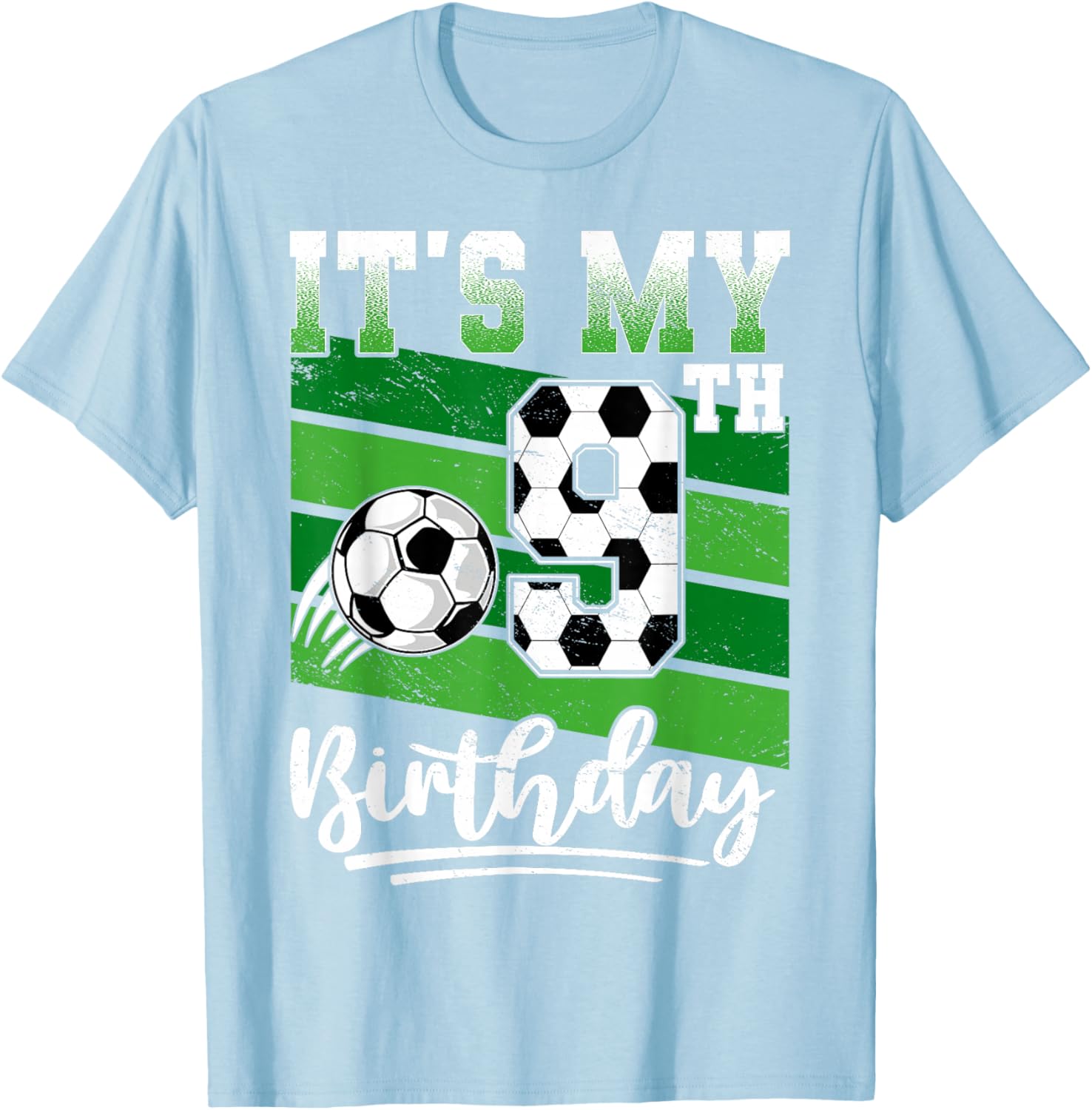 Cool 9th Birthday Soccer Ball T-Shirt for Kids Birthday Celebrations - 15