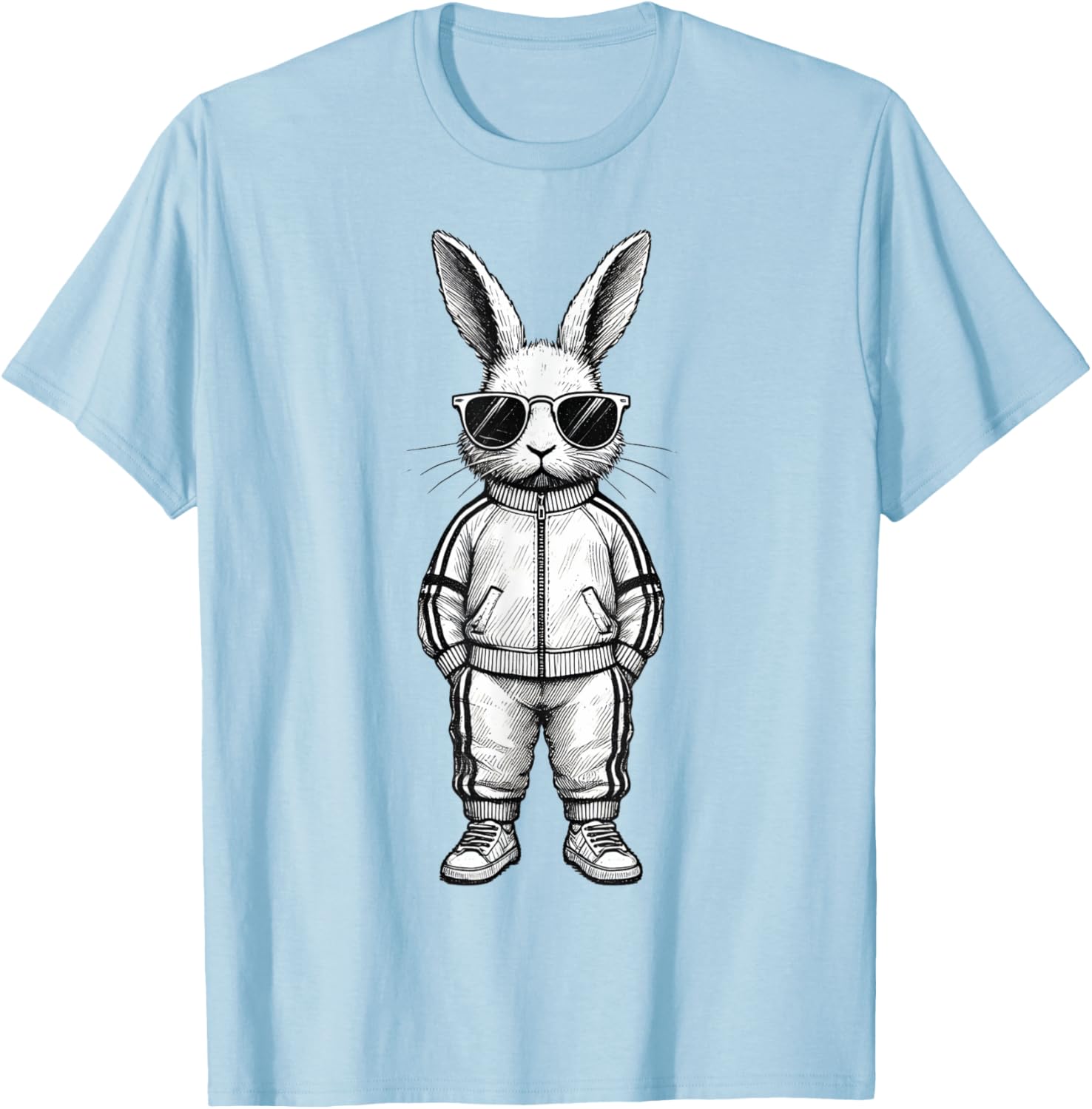 Cool Bunny Face with Sunglasses Easter T-Shirt for Boys and Kids - 20