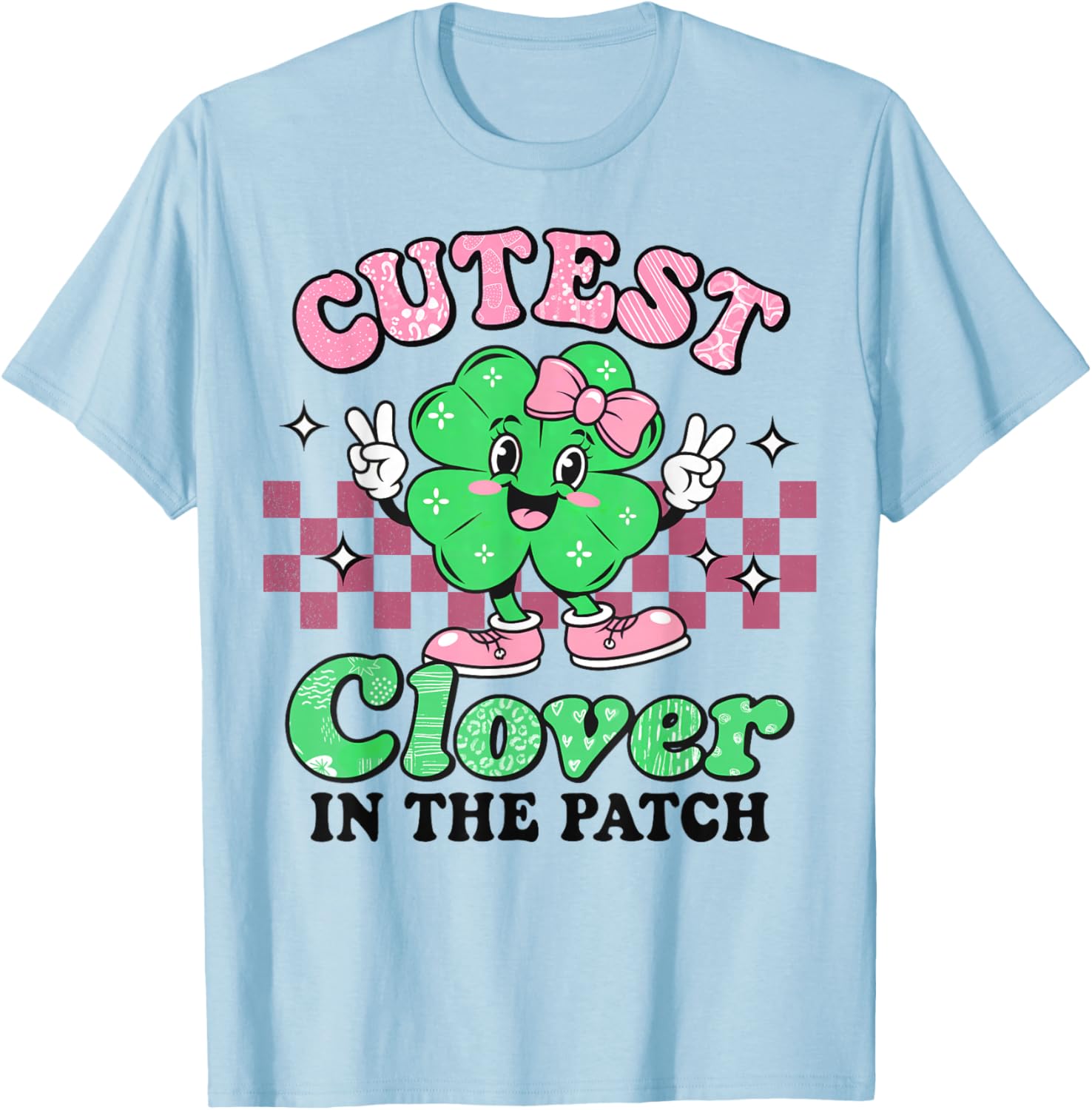 Cutest Clover In The Patch Girls St Patricks Day Retro T-Shirt - 1